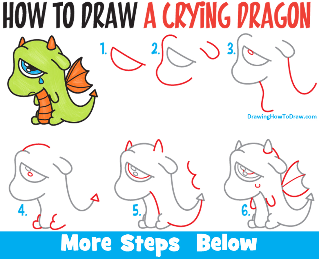 Cartoon Dragon Drawing - How To Draw A Cartoon Dragon Step By Step