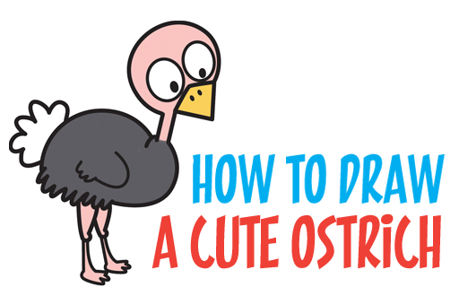 Learn How to Draw a Cute Cartoon Ostrich (Kawaii / Chibi) Easy Step by Step Drawing Tutorial for Kids & Beginners