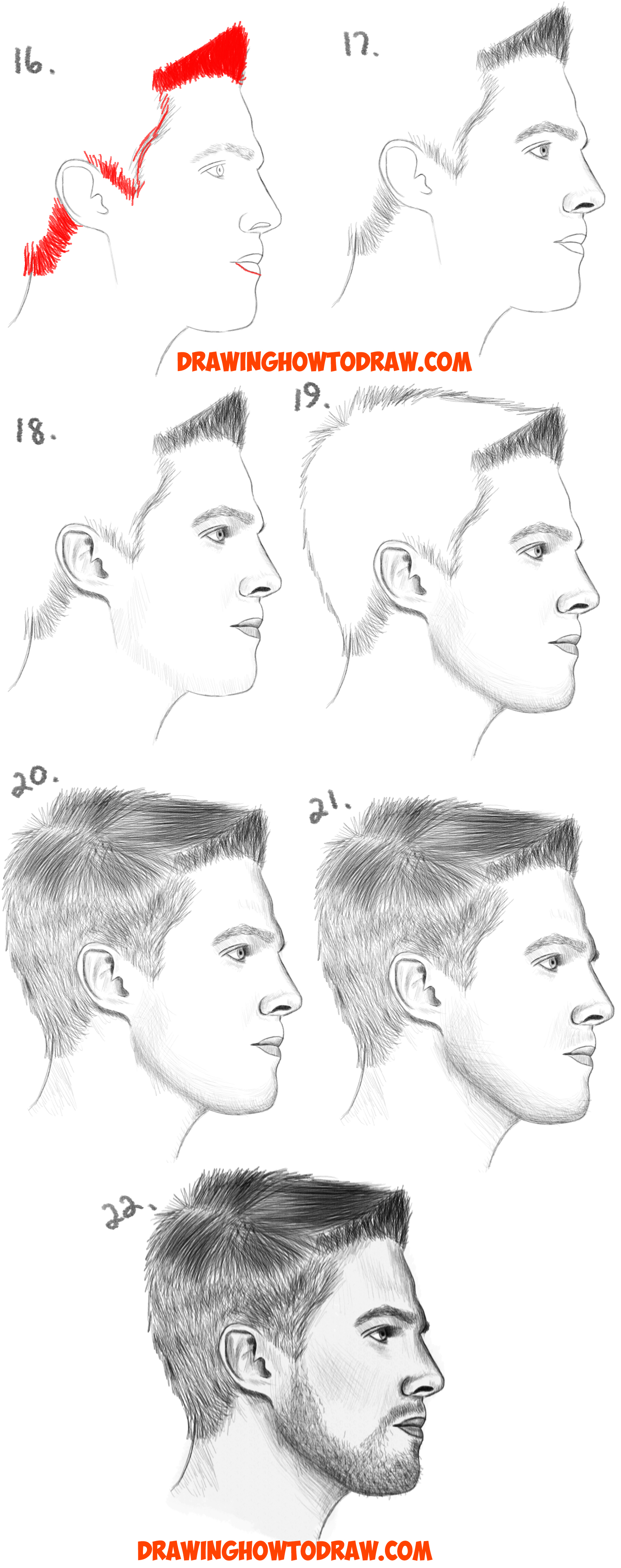 Learn How to Draw a Realistic Face from the Side Profile View (Male / Man) Simple Steps Drawing Lesson for Beginners