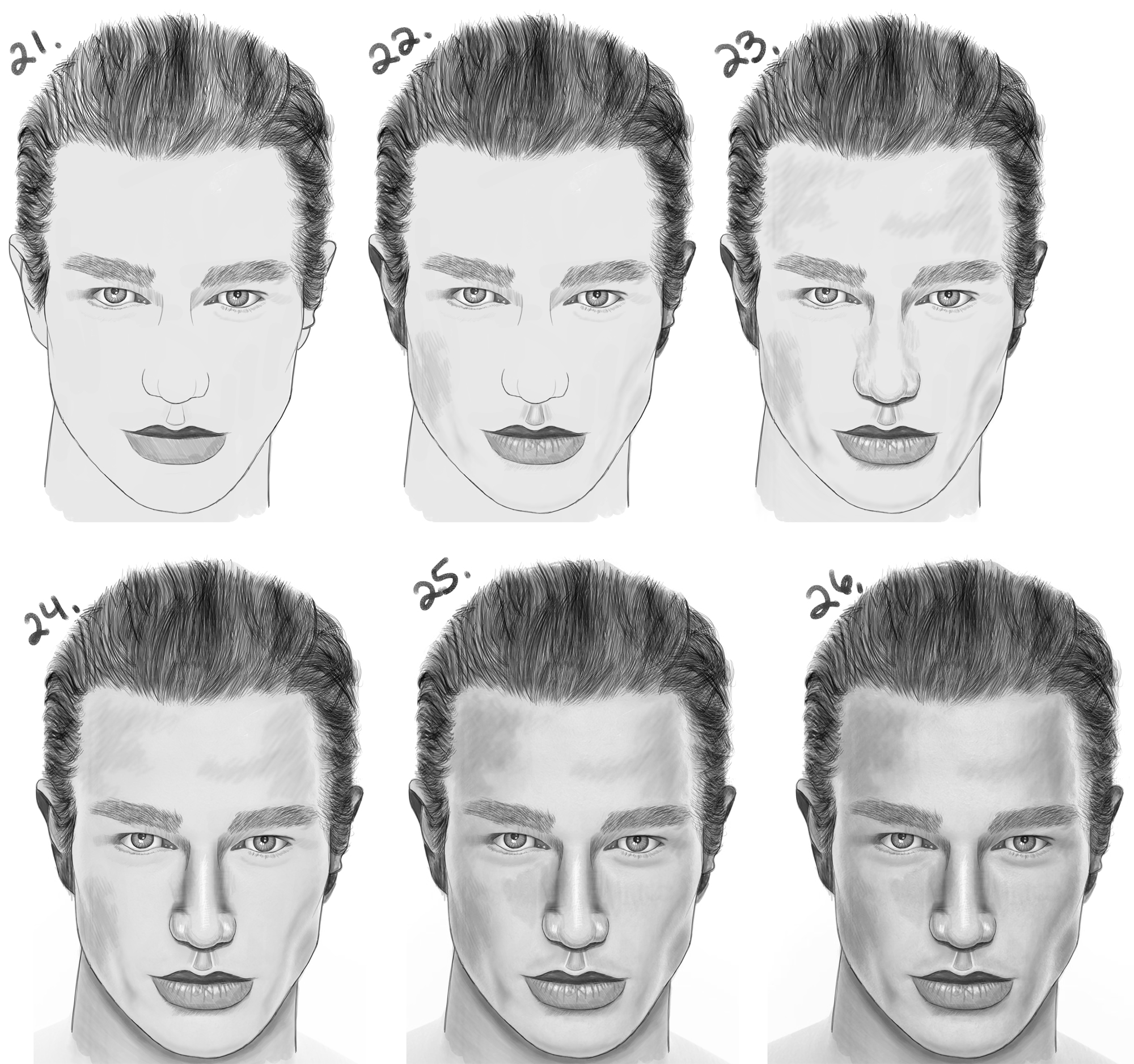 How to Draw a Man's Face from the Front View (Male) Easy Step by Step