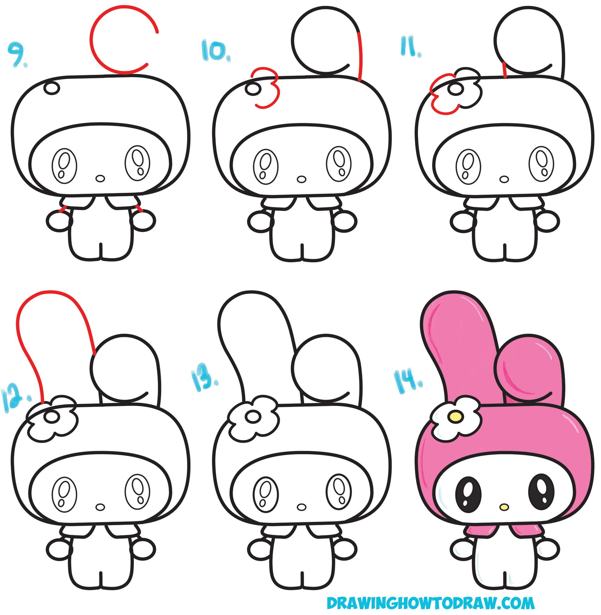 How to Draw Hello Kitty with Easy Step by Step Drawing Lesson - How to Draw  Step by Step Drawing Tutorials