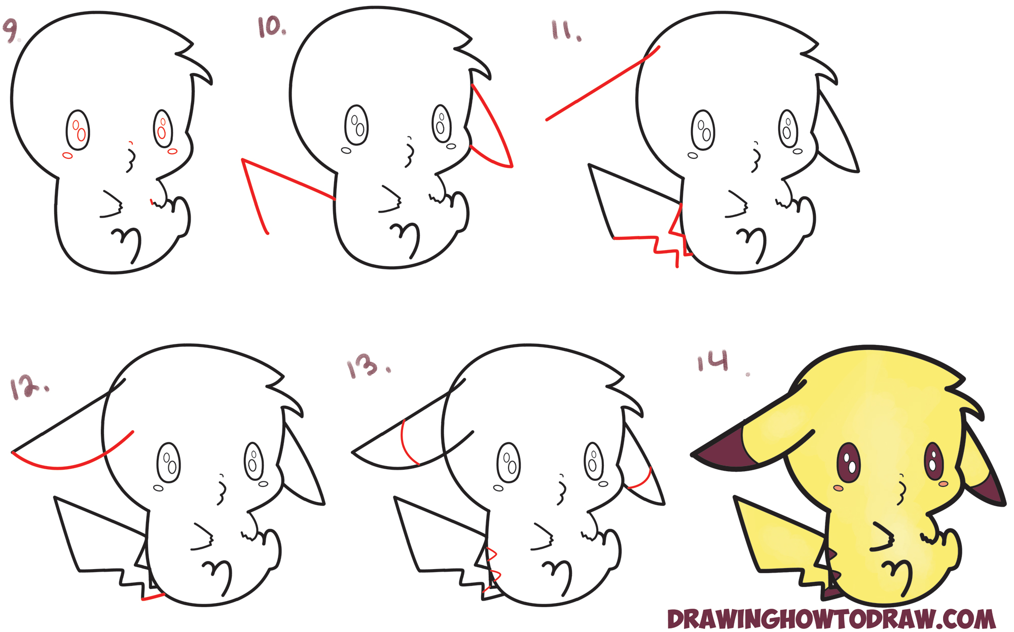 Learn How to Draw an Adorable Pikachu (Kawaii / Chibi) Simple Steps Drawing Lesson for Children