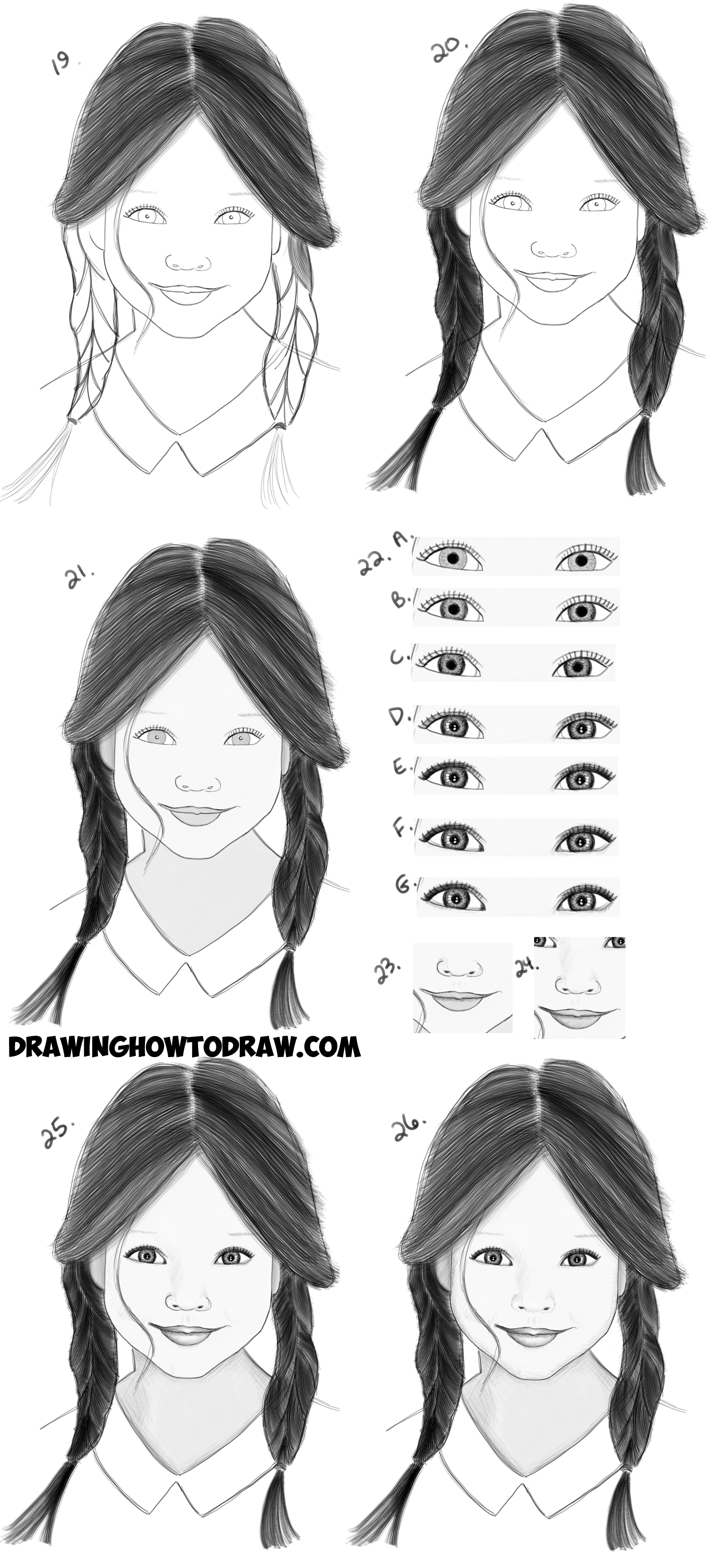 How To Draw A Girl Face With Pencil For Beginners Youtube