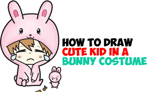 Learn How to Draw a Cute Chibi Character in Bunny Rabbit Onesie Pajamas Costume Simple Step by Step Drawing Tutorial for Beginners