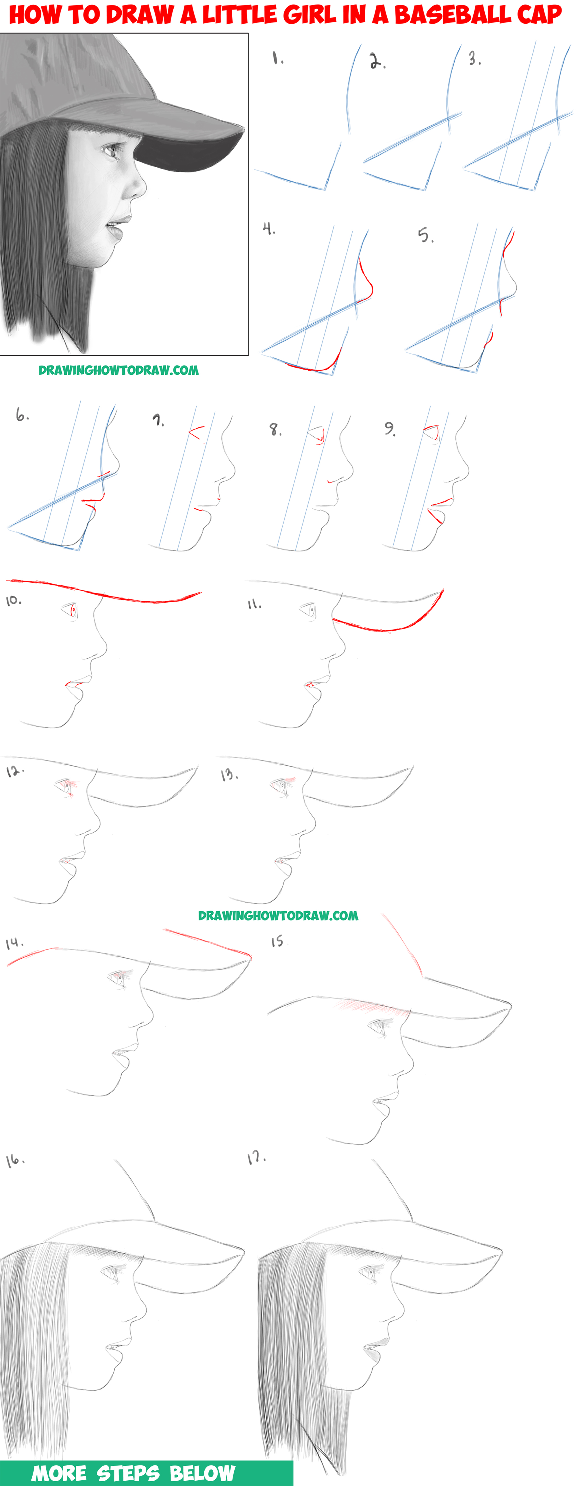 How To Draw A Realistic Cute Little Girls Facehead From