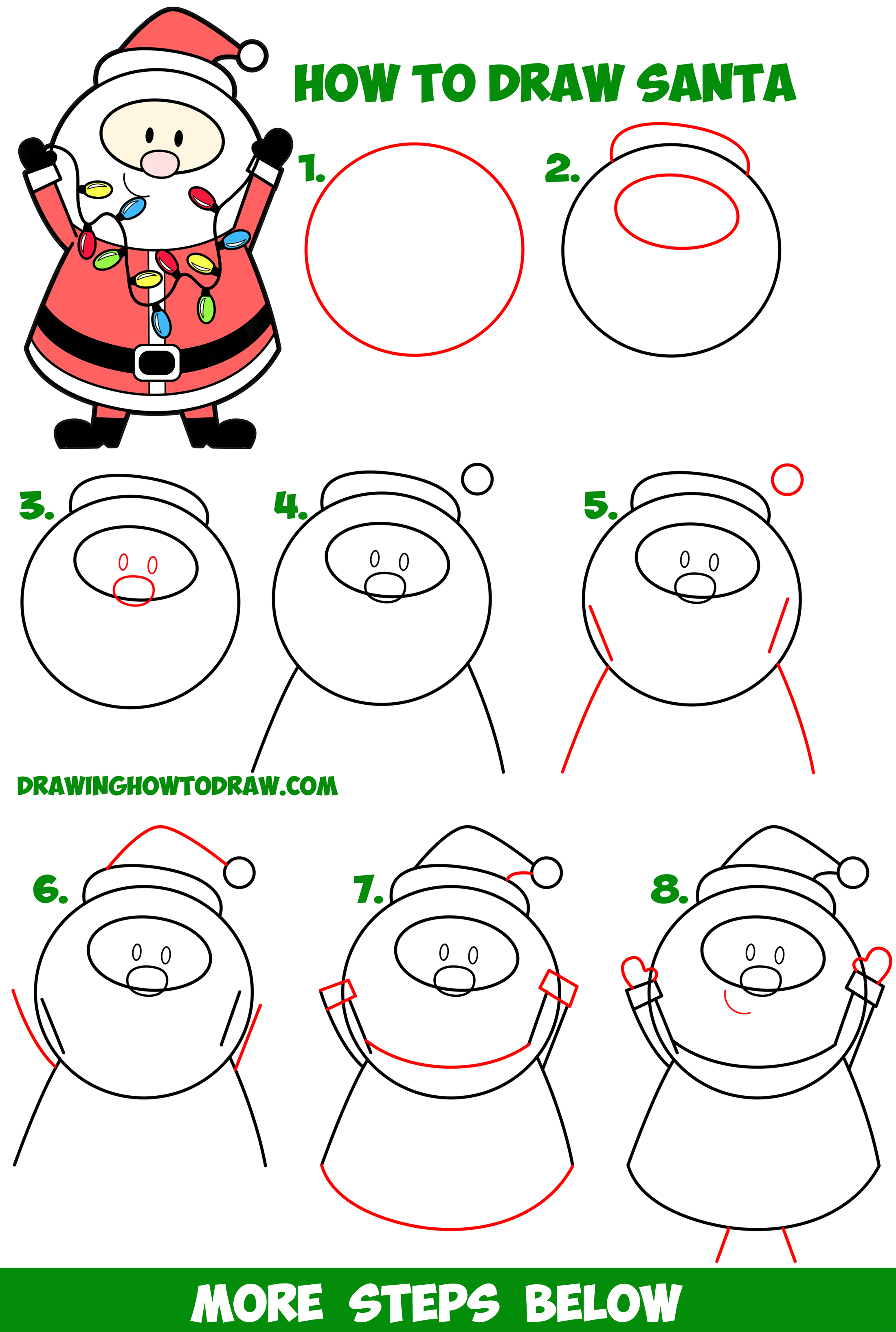 easy santa drawing tutorial