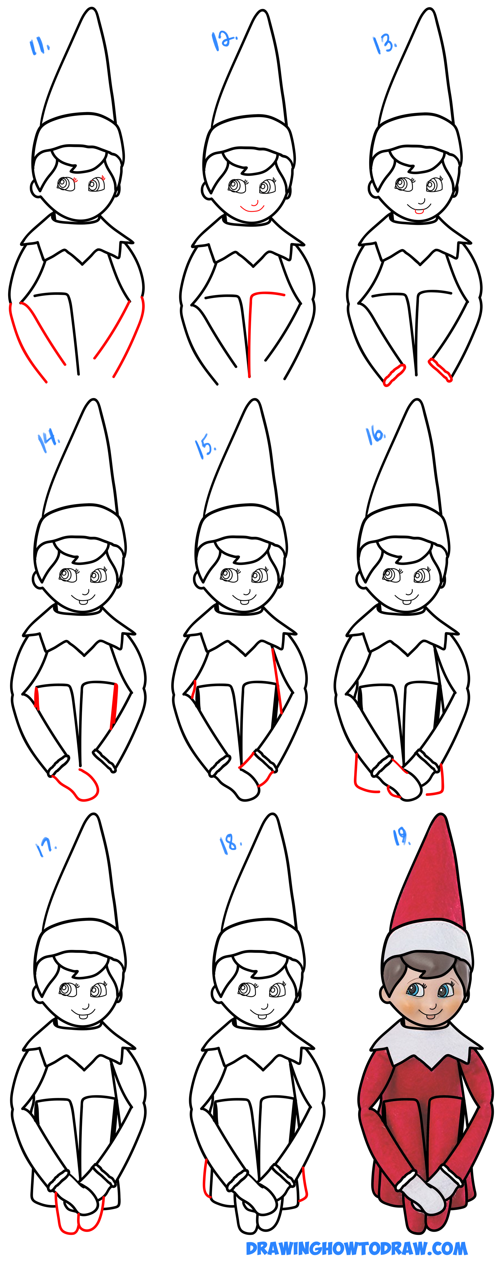 Easy How to Draw an Elf Tutorial and Elf Coloring Page