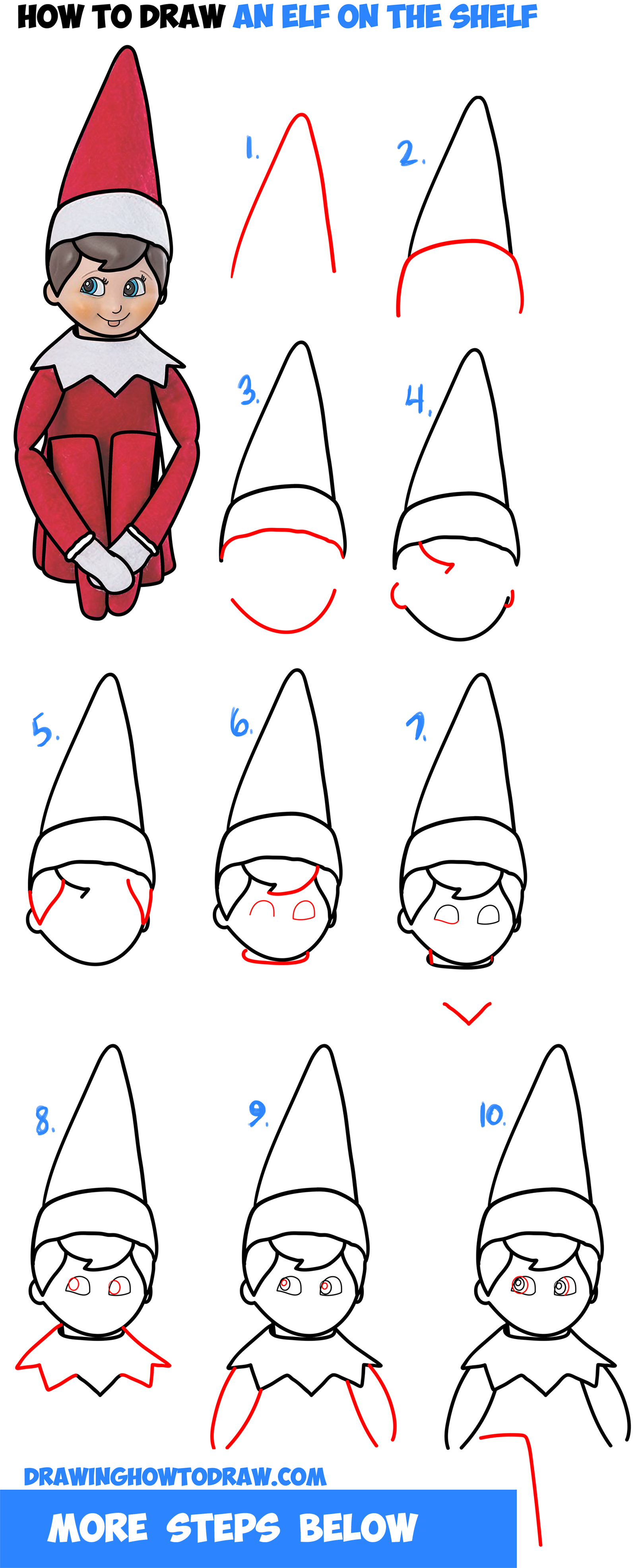 Easy How to Draw an Elf Tutorial and Elf Coloring Page