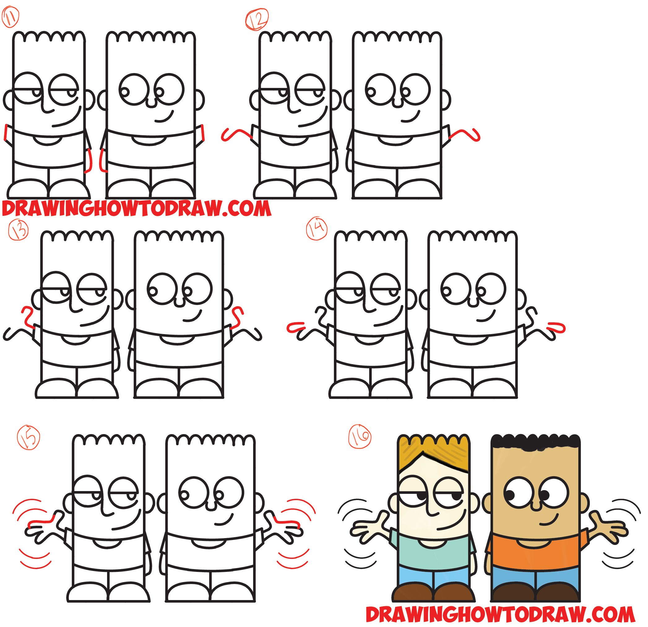 How to Draw 2 Cartoon Characters from the Word "hello" Easy Step by