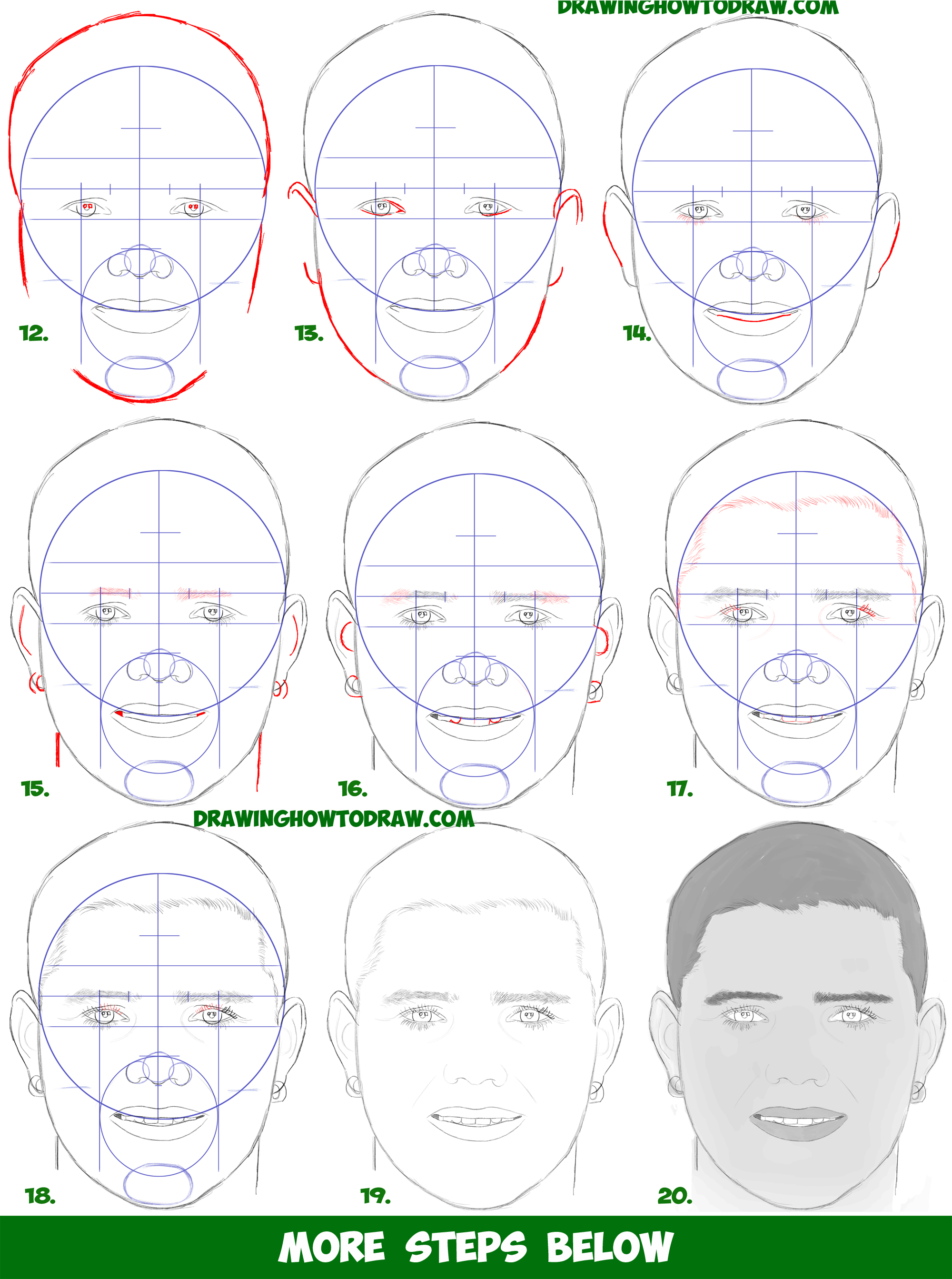 Learn How to Draw Mauro Icardi - Drawing a Realistic Man's Face with Beard from Front View Simple Steps Drawing for Beginners