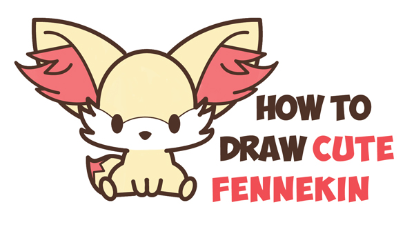 How to Draw Fennekin (Cute Kawaii/Chibi) from Pokemon with Easy Step by Step Drawing Tutorial for Kids & Beginners