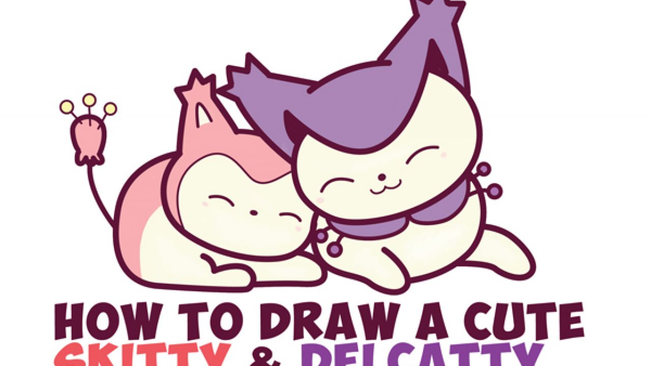 Como desenhar Delcatty e Skitty do Pokémon (cute / kawaii / chibi) –   – Desenhos para Colorir