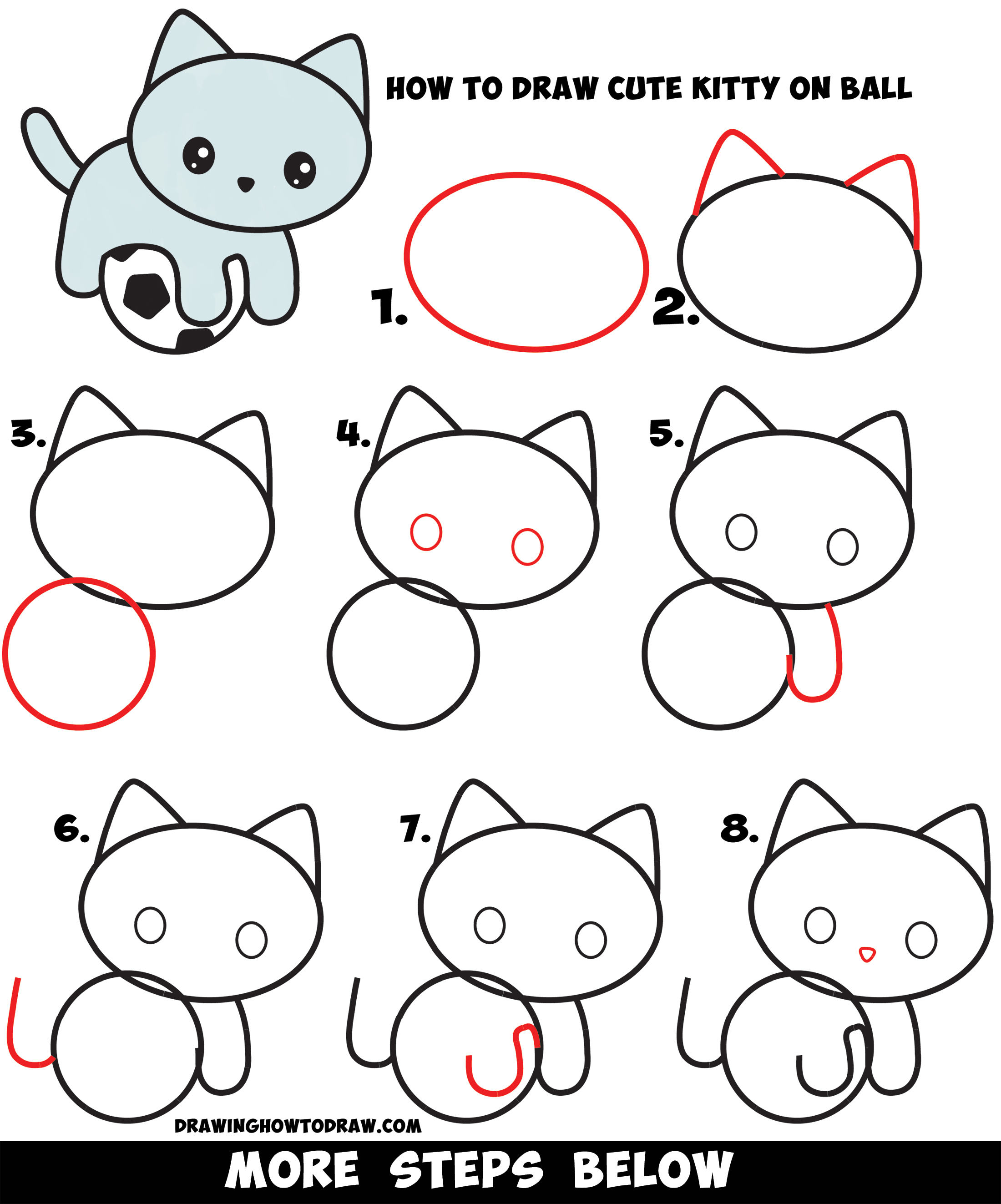 How to Draw Cute Kitty Easy Tutorial for kids - Kids Art & Craft