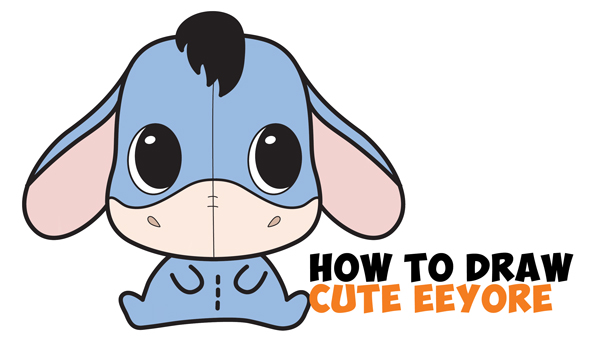 How to Draw a Cute Chibi / Kawaii Eeyore Easy Step by Step Drawing Tutorial for Kids & Beginners