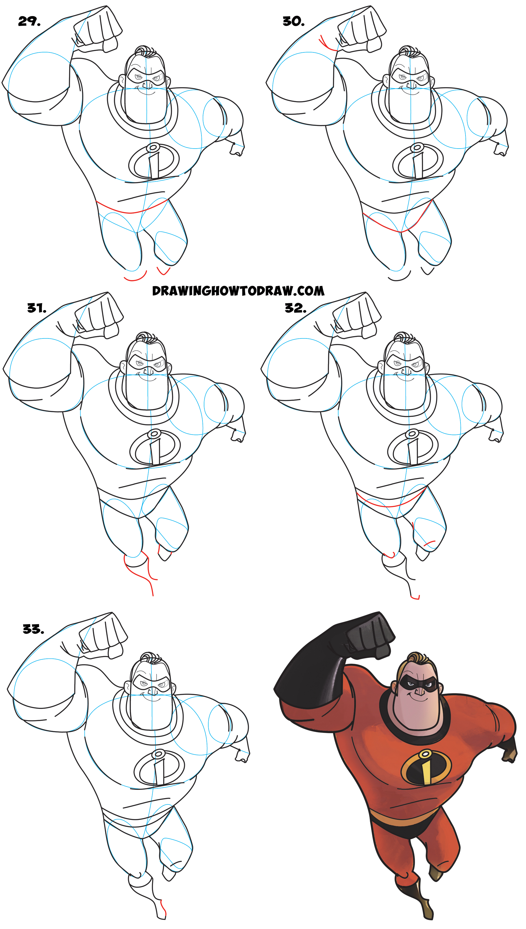 Learn How to Draw Mr. Incredible from The Incredibles 2 (Part 1 of Drawing The Incredibles 2 Family) Easy Step by Step Tutorial