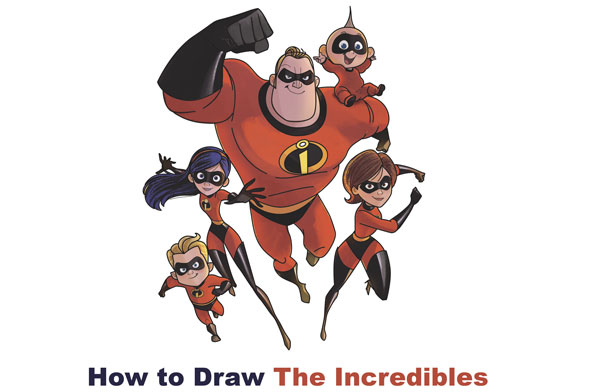How to Draw The Incredibles Family - 5 Part Step by Step Drawing Tutorial