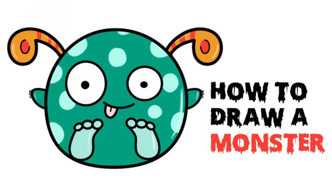 How to Draw a Cute Cartoon Monster - Super Easy Step by Step Drawing  Tutorial for Kids and Beginners - How to Draw Step by Step Drawing Tutorials
