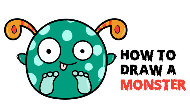 Learn How to Draw a Cute Cartoon Monster - Super Easy Step by Step Drawing Tutorial for Kids and Beginners