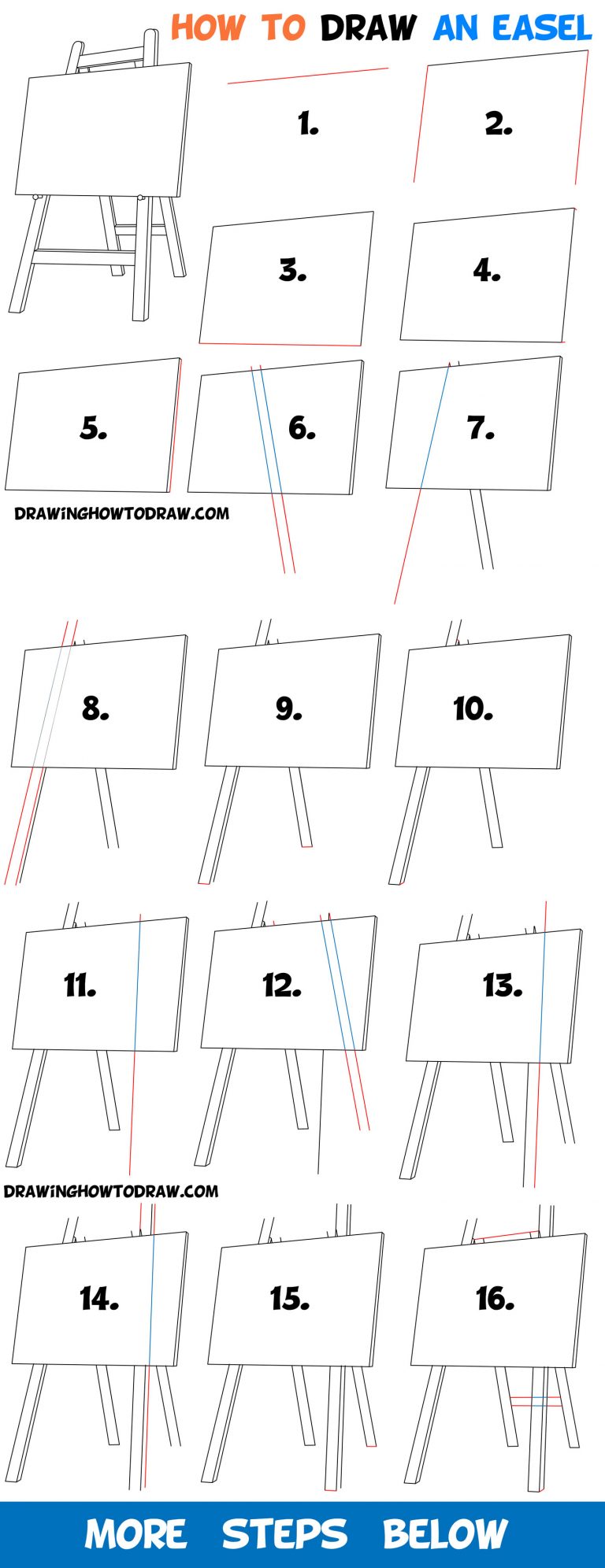 How to Draw an Easel Easy Step by Step Drawing Tutorial for Beginners How to Draw Step by