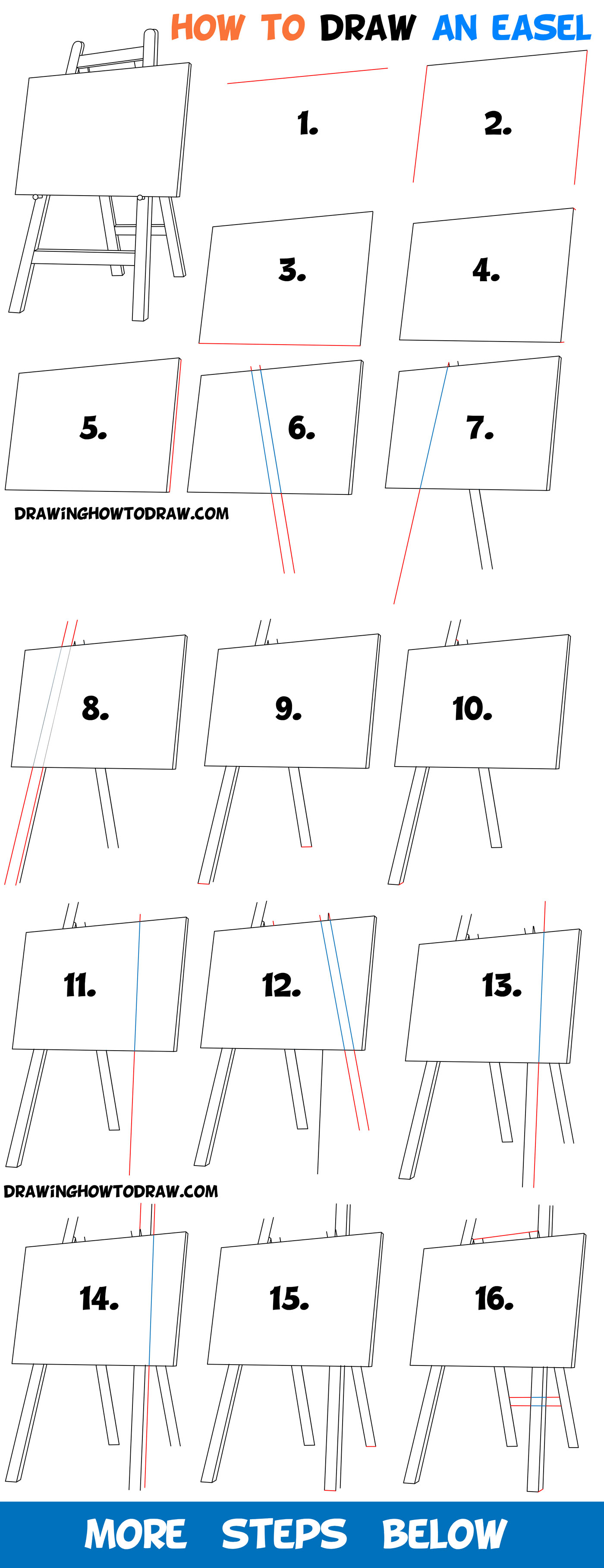 How to Draw an Easel - Easy Step by Step Drawing Tutorial for Beginners -  How to Draw Step by Step Drawing Tutorials
