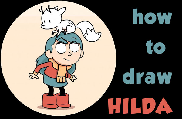 Learn How to Draw Hilda and Her Deer-Fox Easy Step by Step Drawing Tutorial for Kids & Beginners