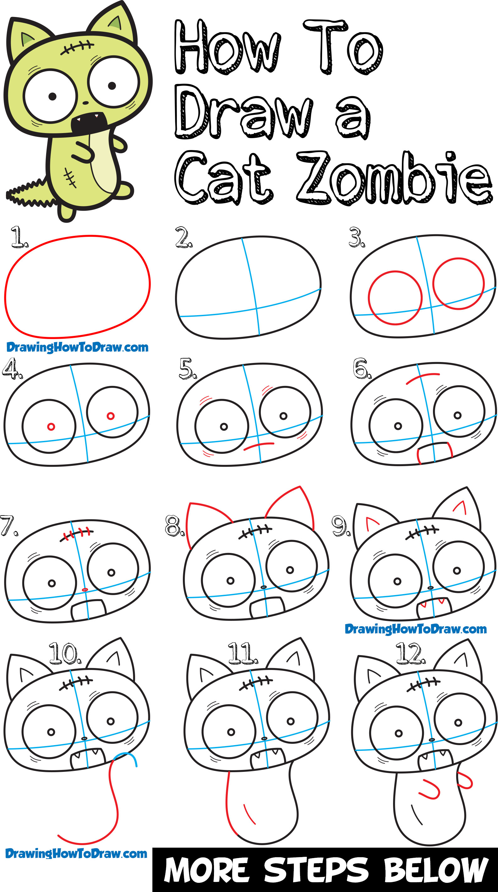 How to Draw a Cartoon Zombie - Really Easy Drawing Tutorial