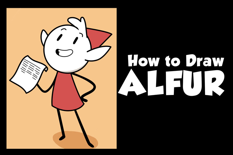 Learn How to Draw Alfur the Elf from Hilda Easy Step by Step Drawing Tutorial for Beginners + Kids