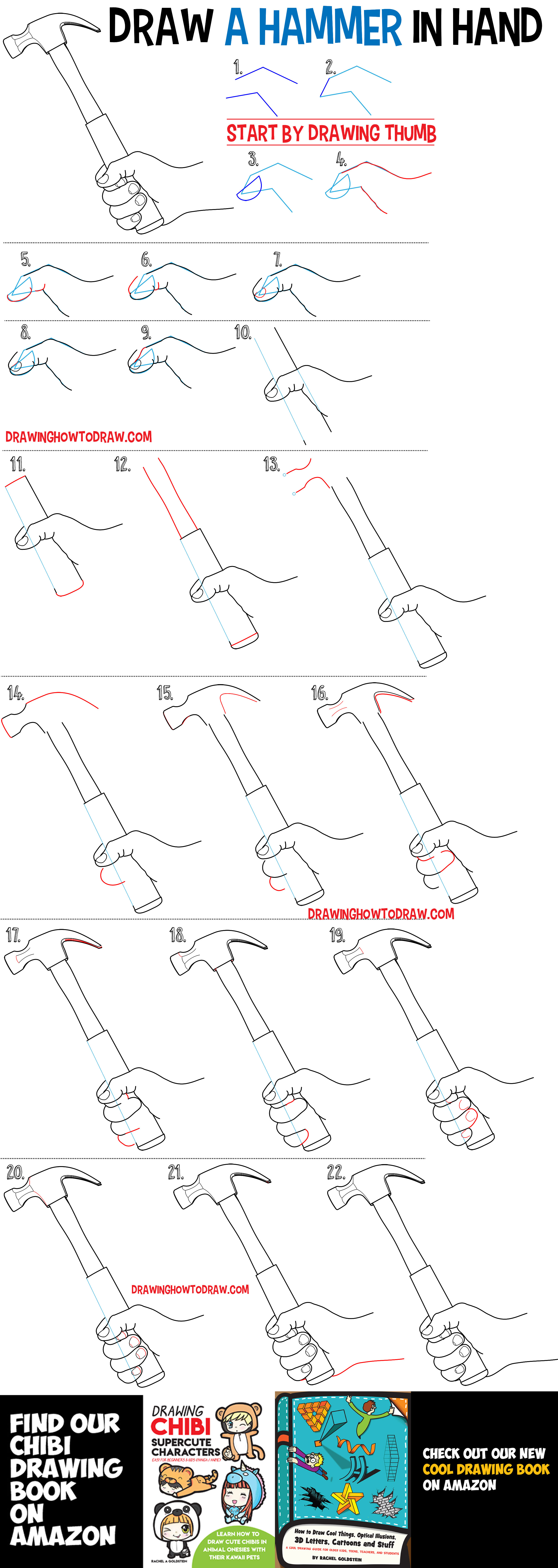 Learn How to Draw a Hand Holding a Hammer Easy Step by Step Drawing Tutorial for Beginners