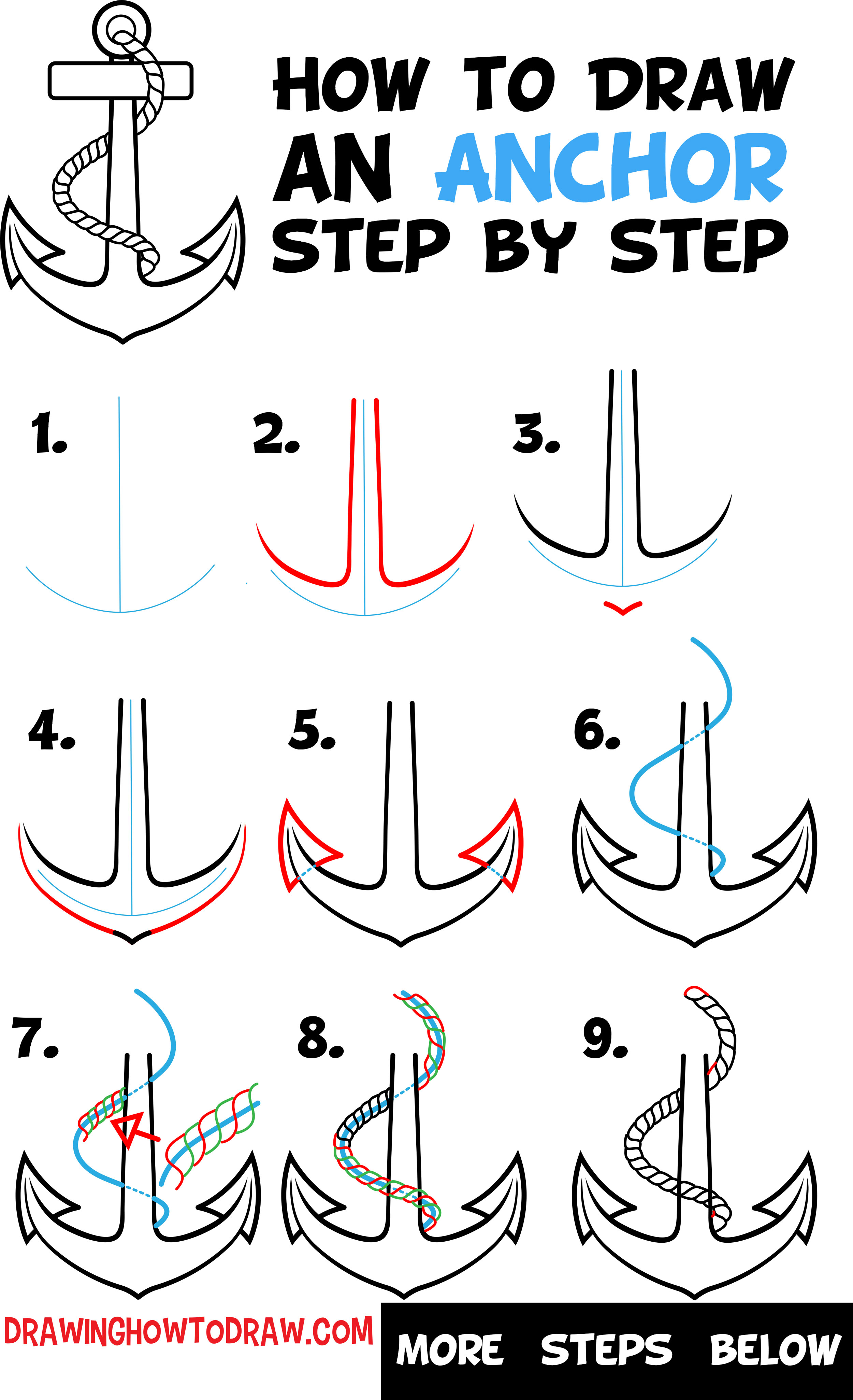 Learn How to Draw an Anchor Easy Step by Step Drawing Tutorial for Beginners