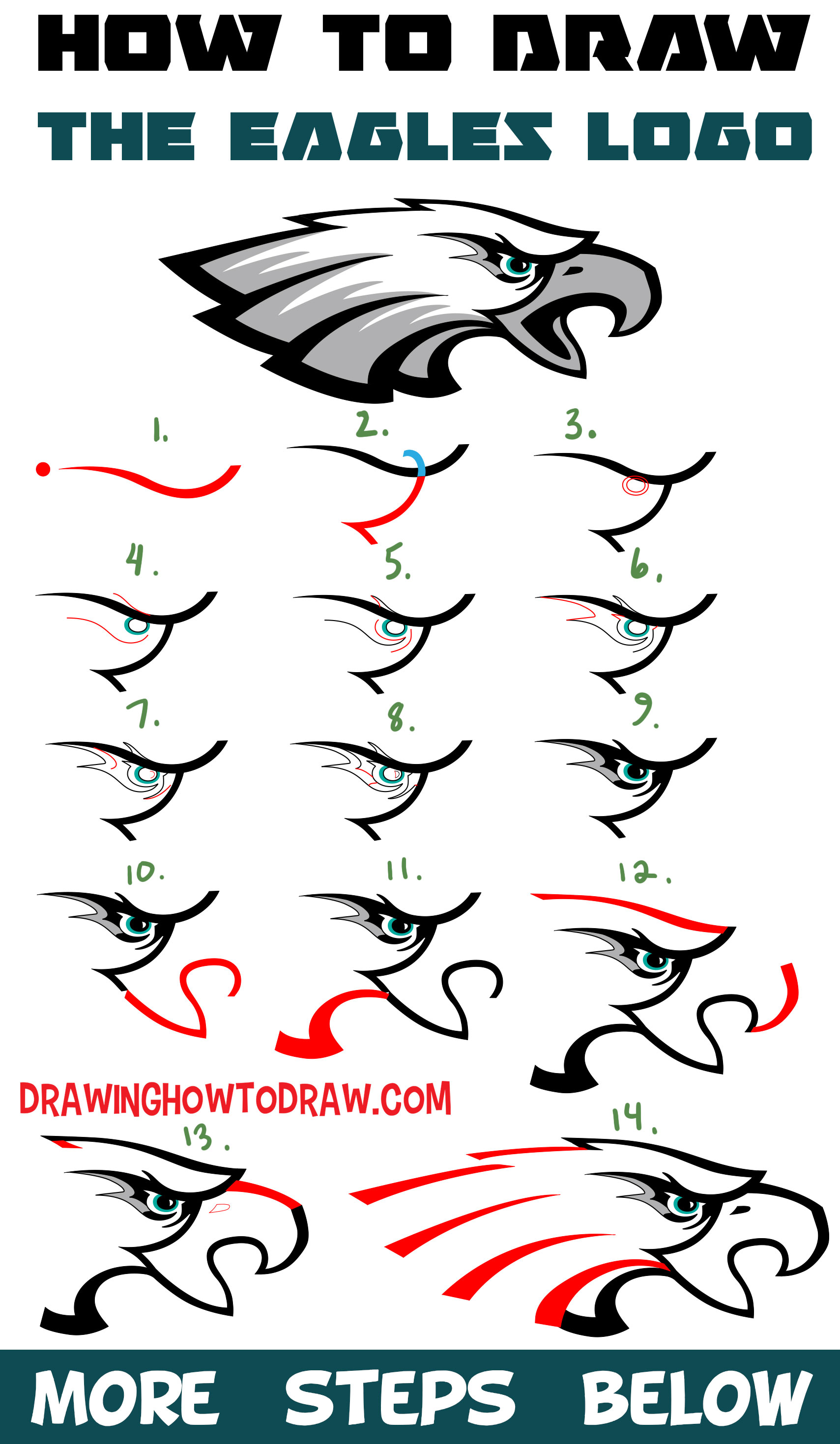 Learn How to Draw the Eagle's Logo with Easy Step by Step Drawing Lesson for Beginners