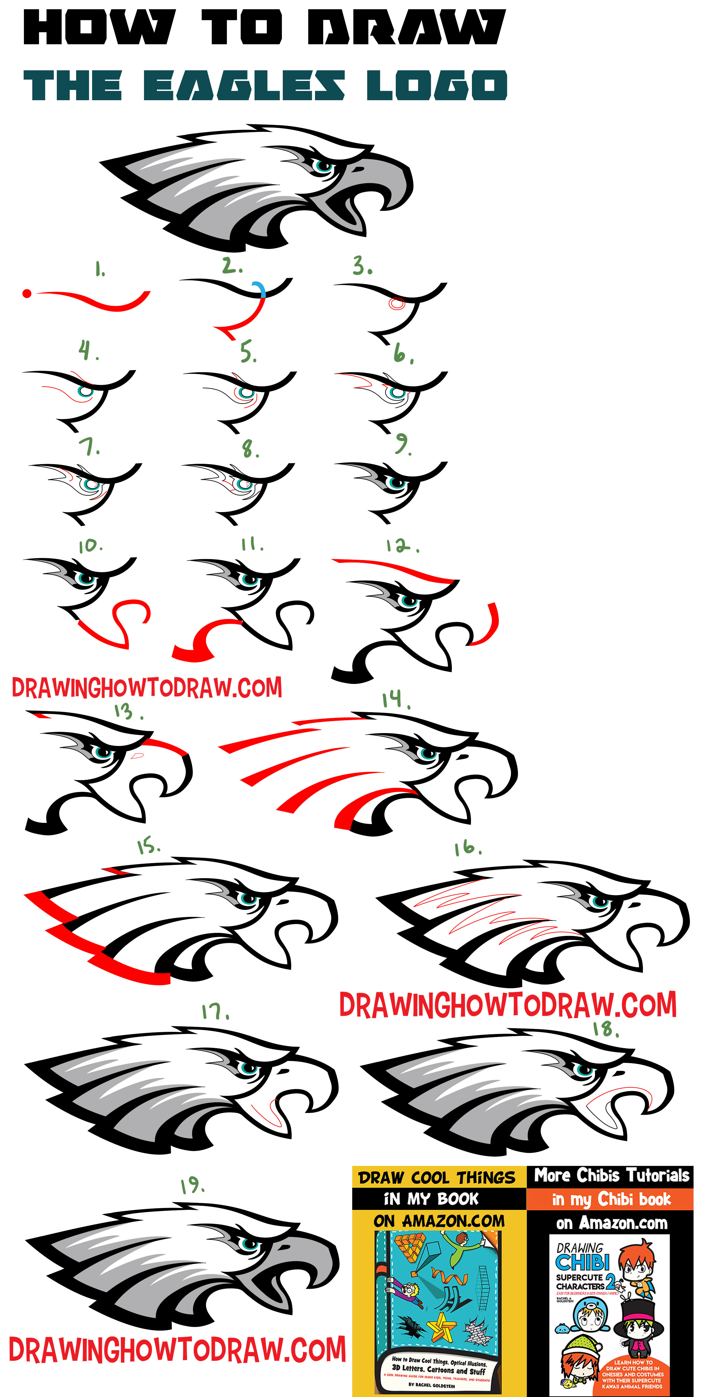 How to Draw the Eagle's Logo with Easy Step by Step Drawing Lesson for Beginners