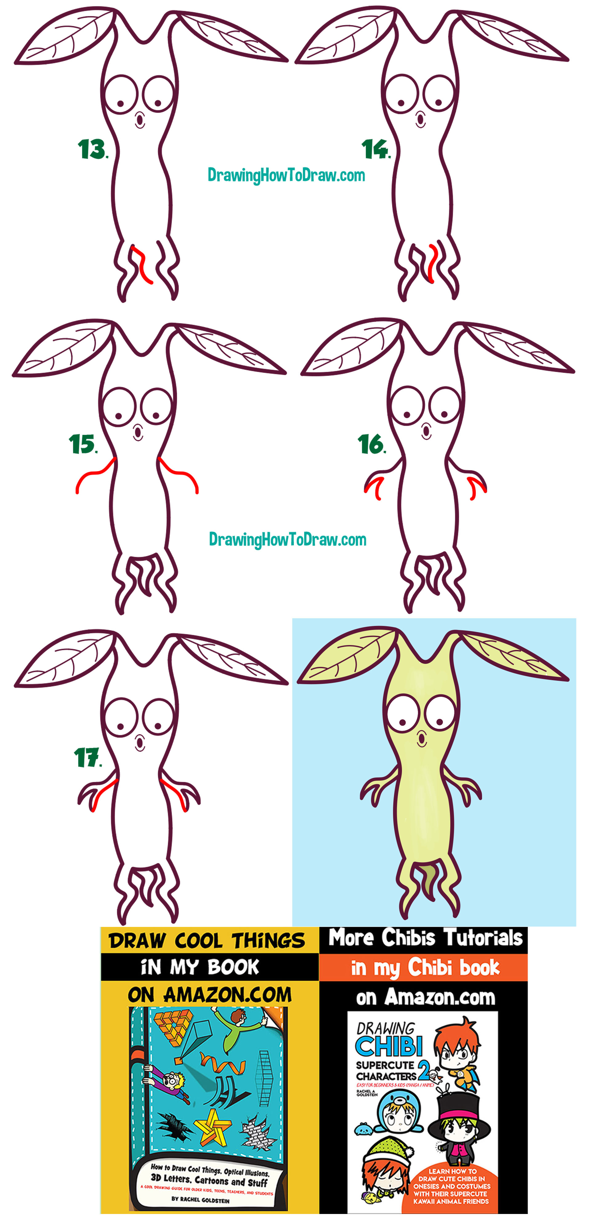 Learn How to Draw a Cute Pickett / Bowtruckle from Fantastic Beasts + Harry Potter (Chibi / Kawaii) Simple Steps Drawing Lesson for Kids