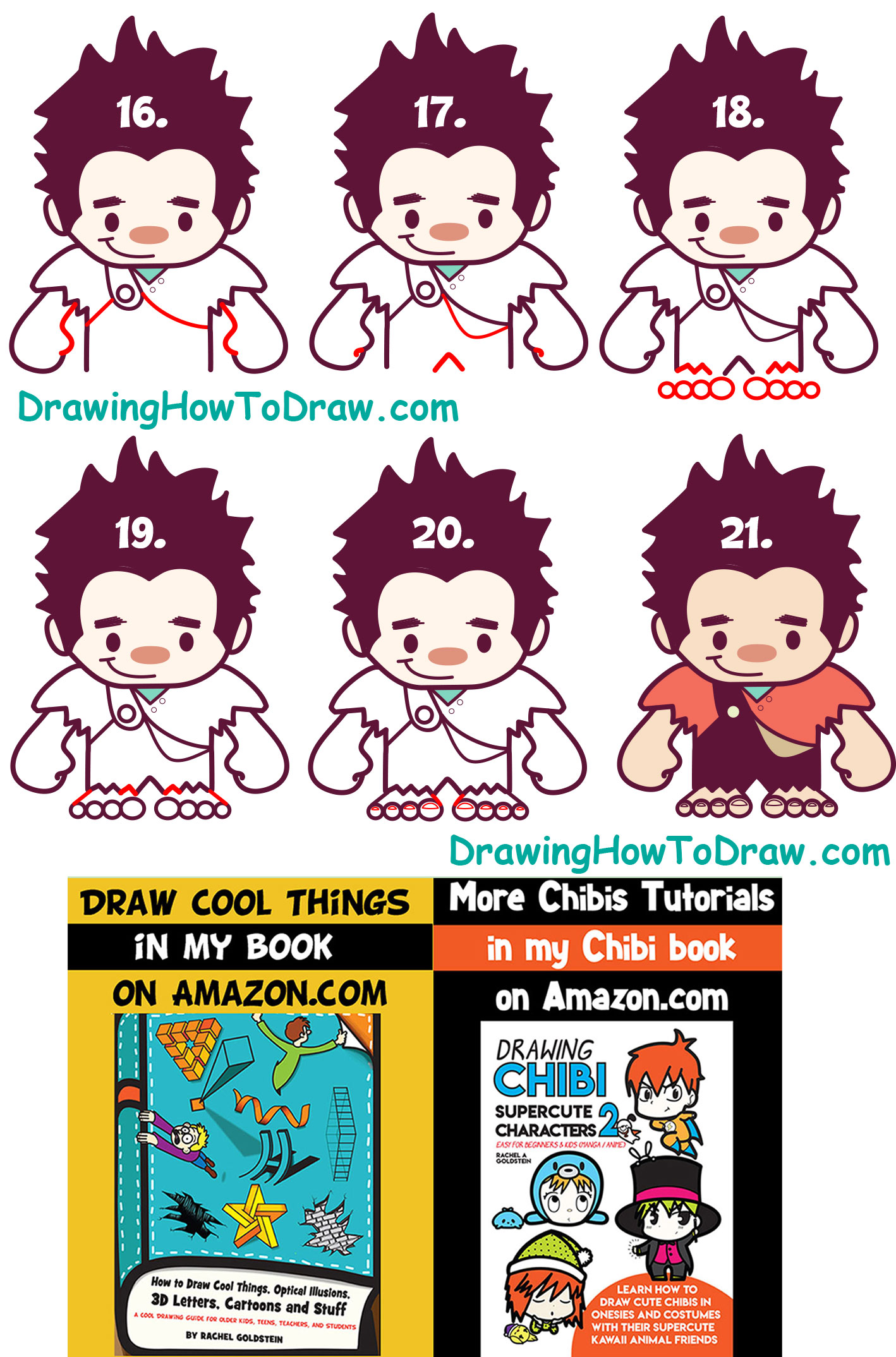 Learn How to Draw Cute Kawaii Chibi Ralph from Wreck it Ralph - Simple Step by Step Tutorial for Kids