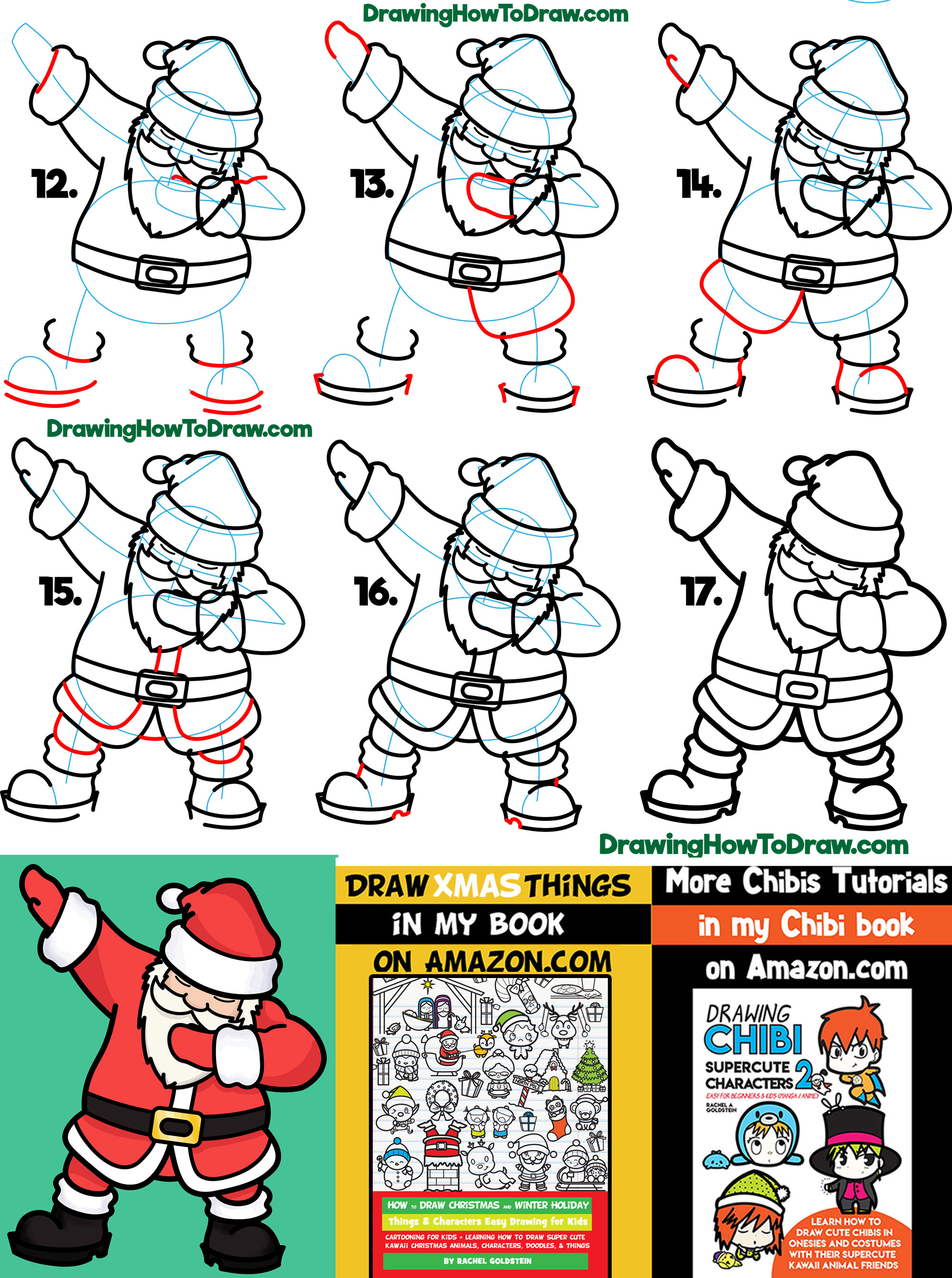 How to Draw Santa Dabbing Easy Steps Drawing Tutorial for Beginners - How to Draw Step by Step ...