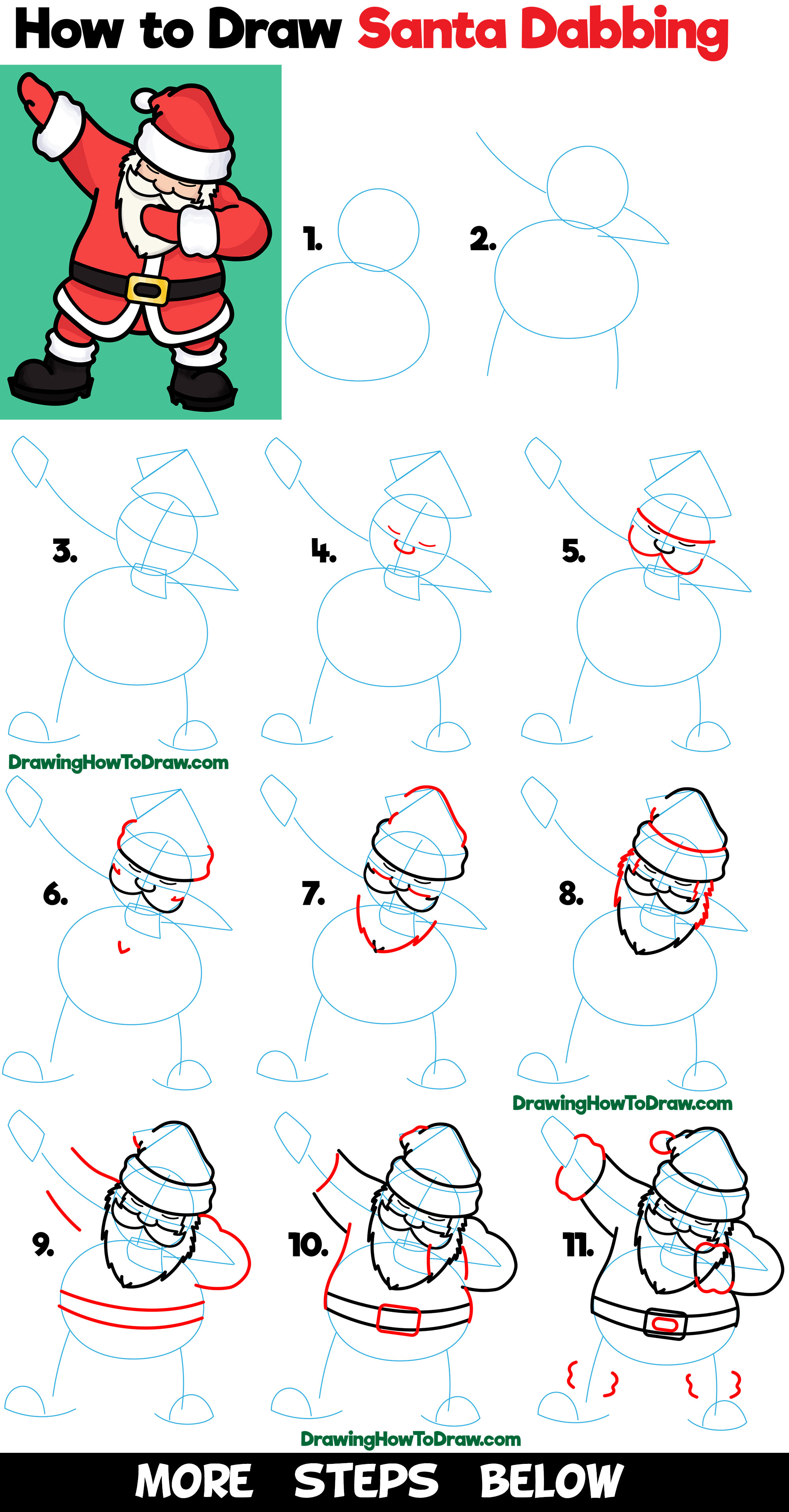 How To Draw Santa Dabbing Easy Steps Drawing Tutorial For