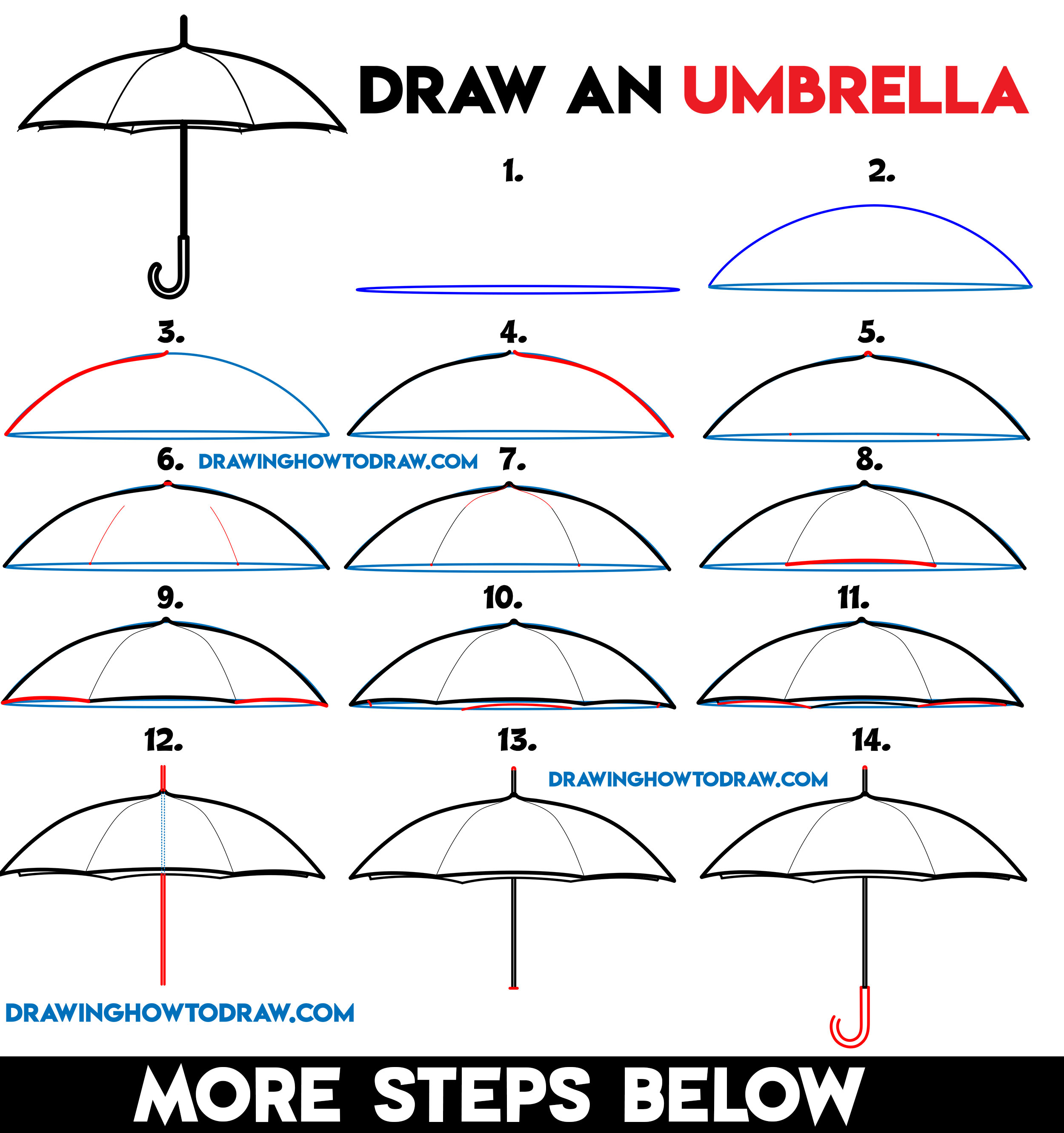 How To Draw An Umbrella Easy Step By Step Drawing Tutorial For