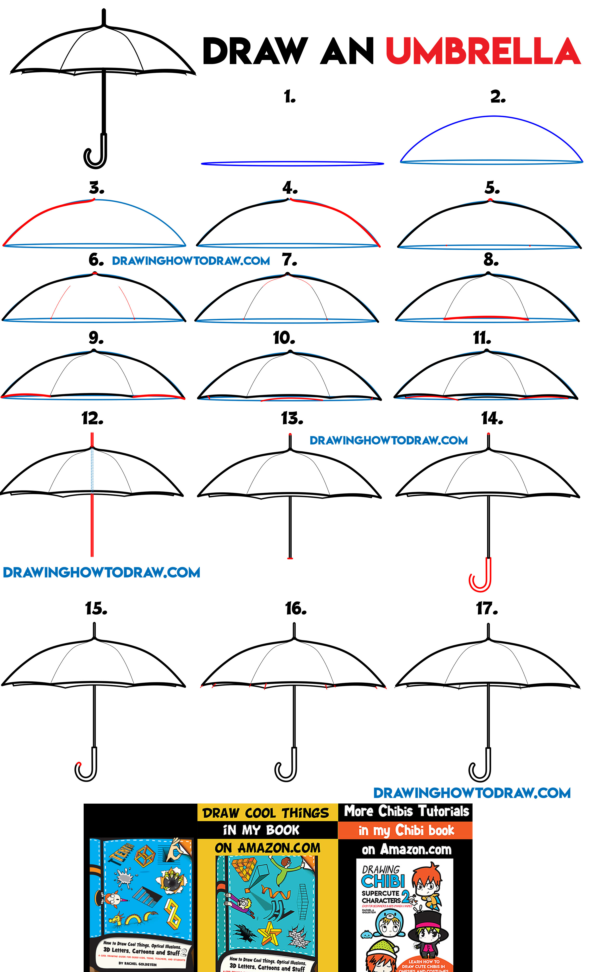 Learn How to Draw an Umbrella Simple Steps Drawing Lesson for Beginners