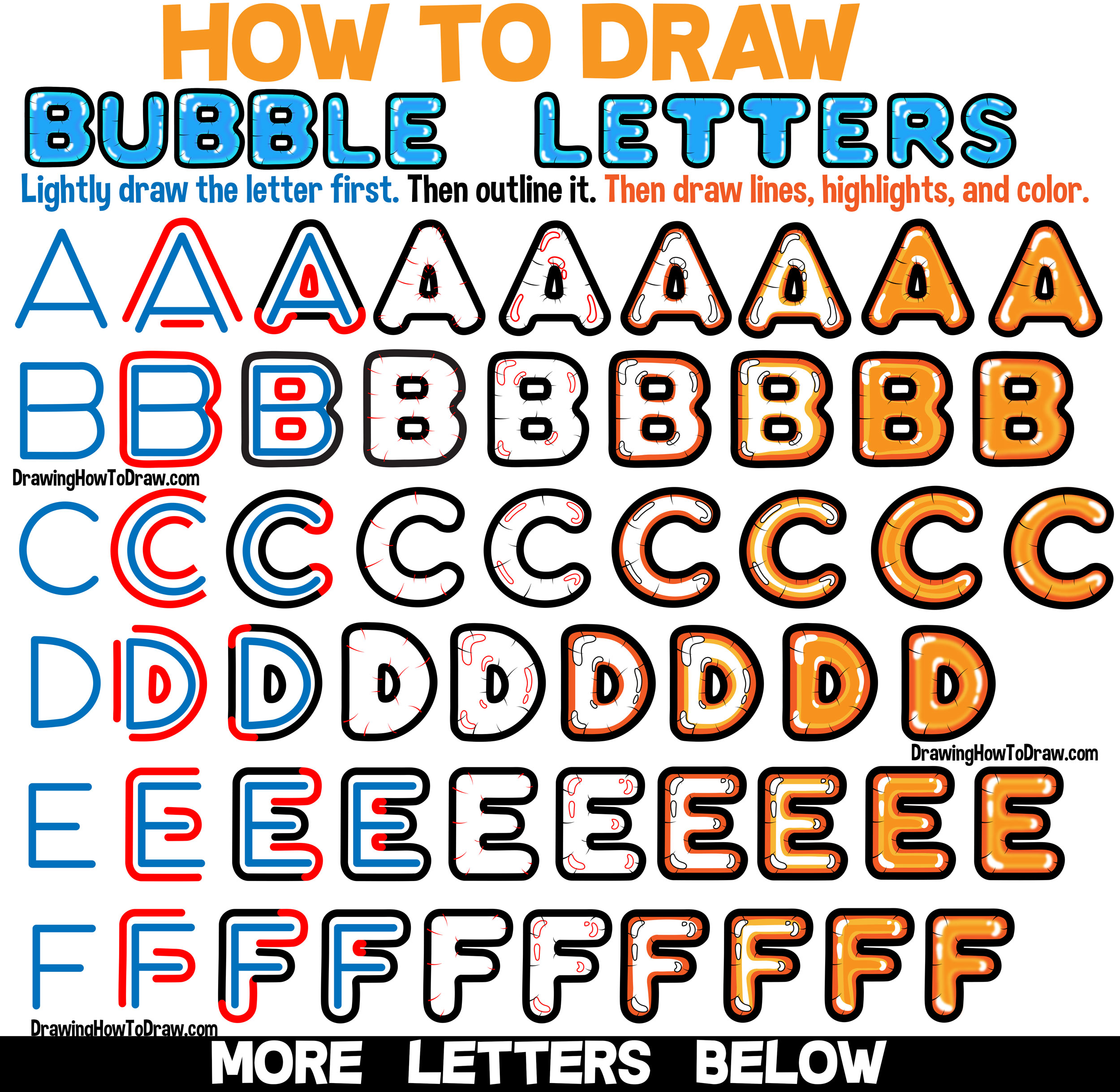 Learn How to Draw Bubble Balloon Letters in Easy Step by Step Drawing Tutorial for Beginners