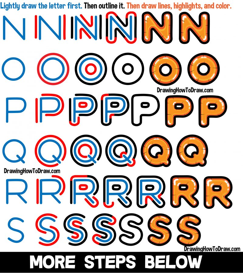 How to Draw Bubble Balloon Letters in Easy Step by Step Drawing