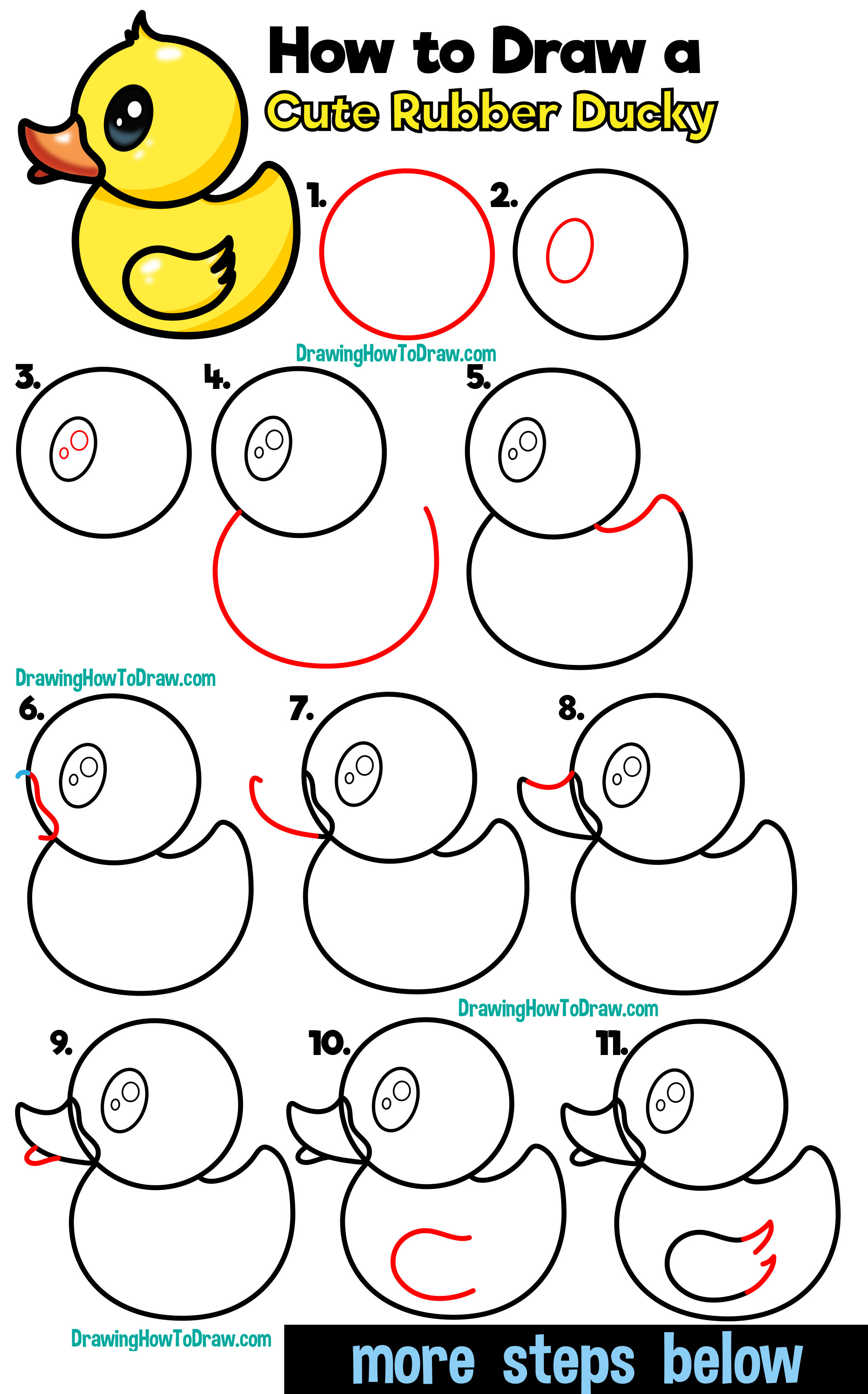 Simple Draw Duck ~ Duck Draw Drawing Outline Ducks Simple Cartoon Step ...