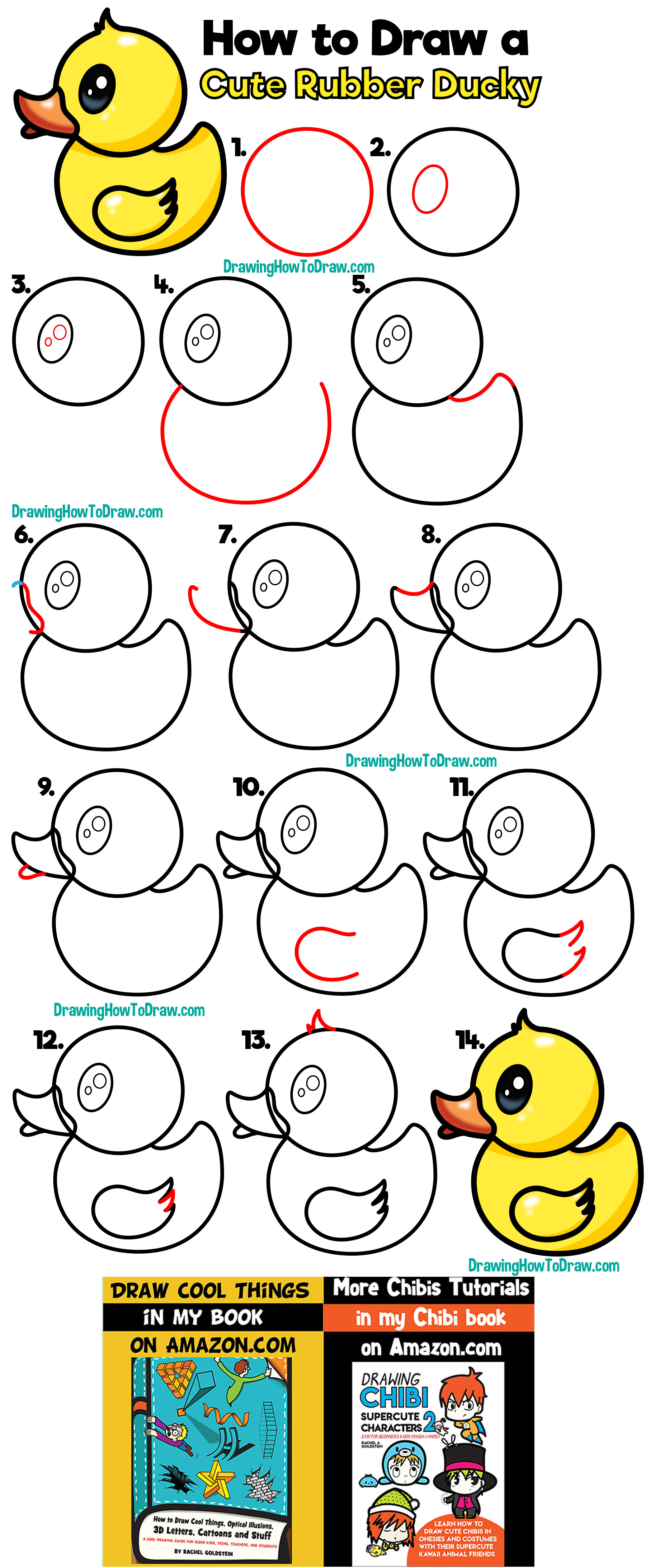 How to Draw a Cute Cartoon Rubber Ducky Easy Step by Step Drawing for