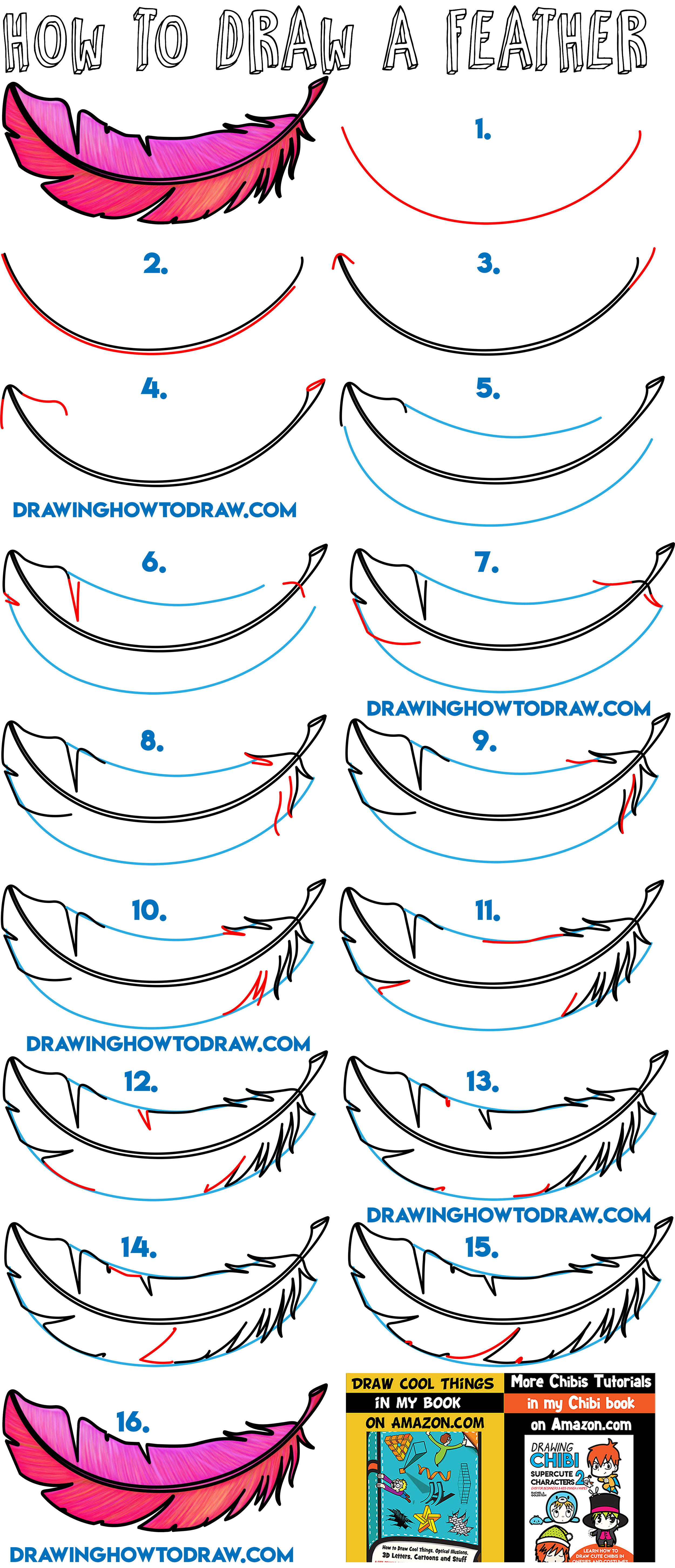 How To Draw Easy Feather Drawing