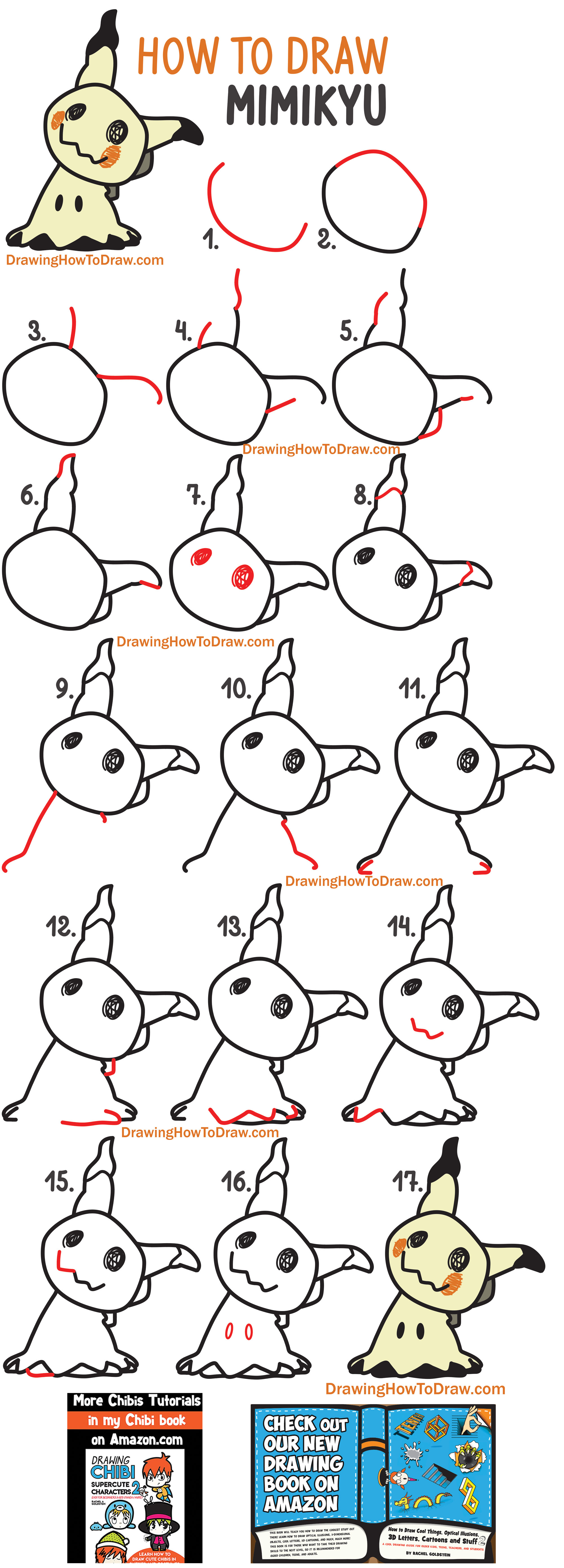 Learn How to Draw Mimikyu from Pokemon Simple Steps Drawing Tutorial for Kids