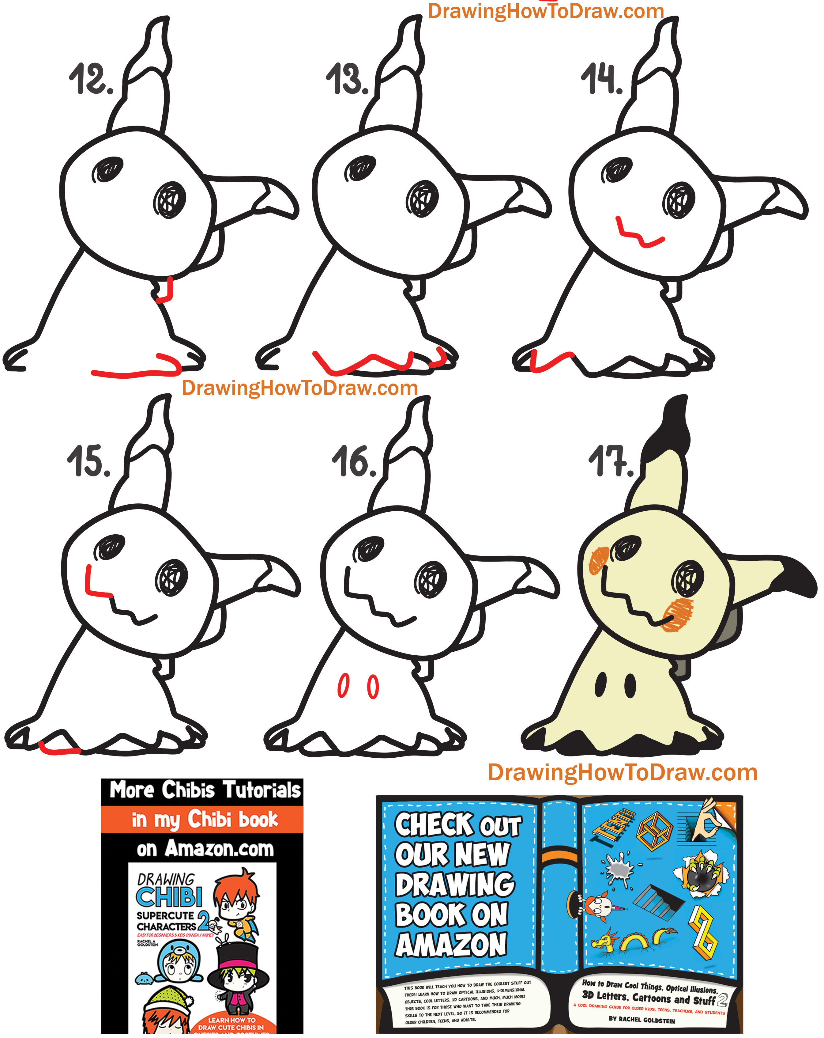 Learn How to Draw Mimikyu from Pokemon Simple Steps Drawing Tutorial for Kids