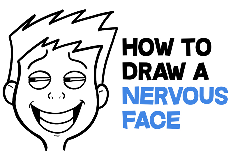 How to Draw Cartoon Facial Expressions : Uneasy, Uncomfortable, Embarrassed, Nervous Simple Lesson for Kids