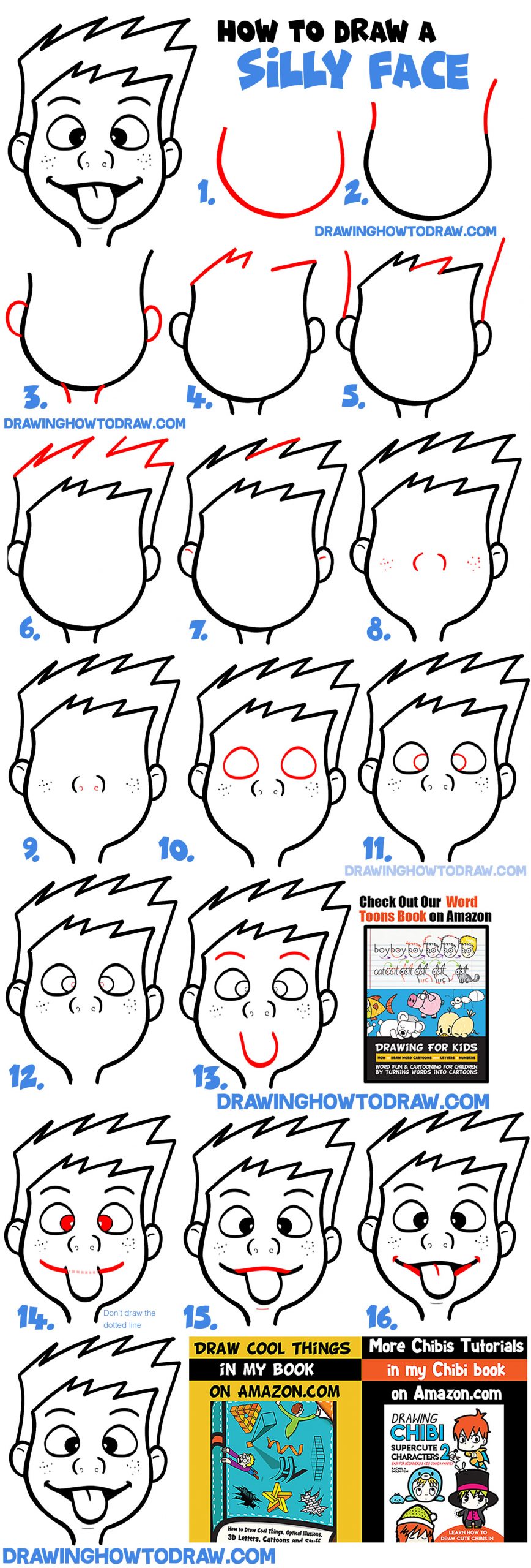 How To Draw Cartoon Facial Expressions Silly Faces Tongue Sticking Out How To Draw Step By Step Drawing Tutorials