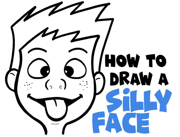 How to Draw Cartoon Facial Expressions : Silly Faces, Tongue Sticking Out - Easy Step by Step Drawing Tutorial