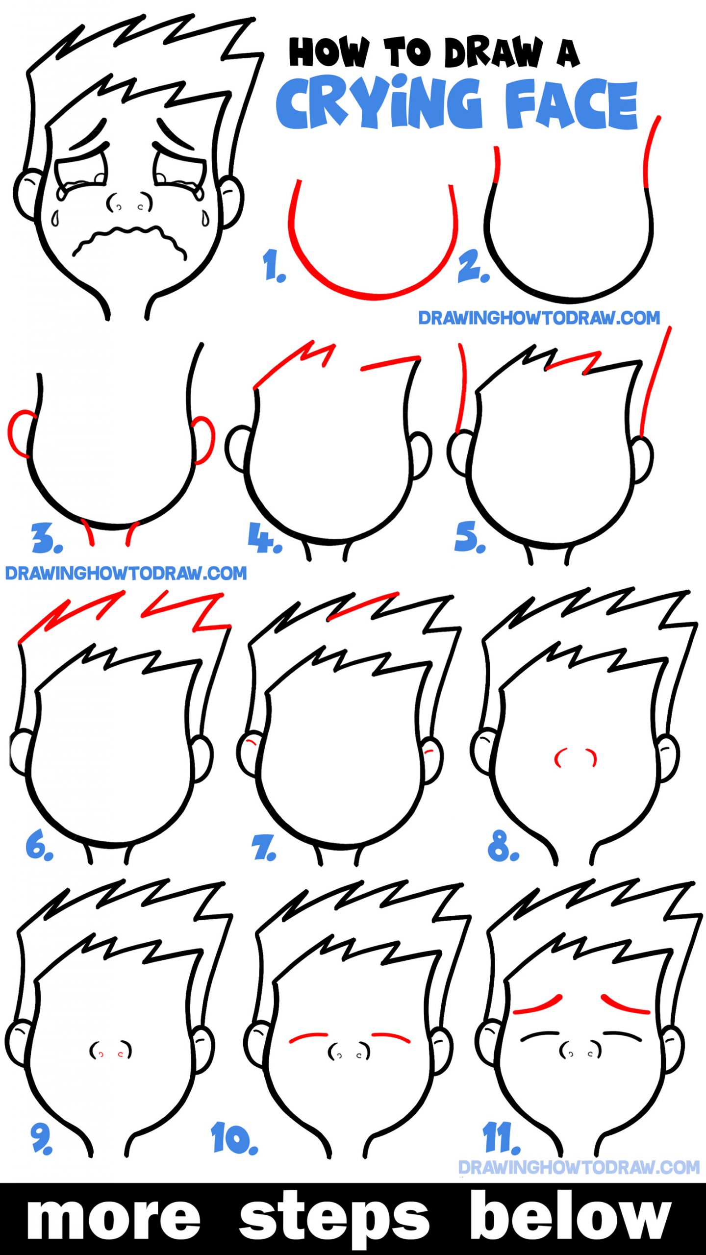Learn How to Draw Cartoon Facial Expressions : Crying, Sobbing, Weeping