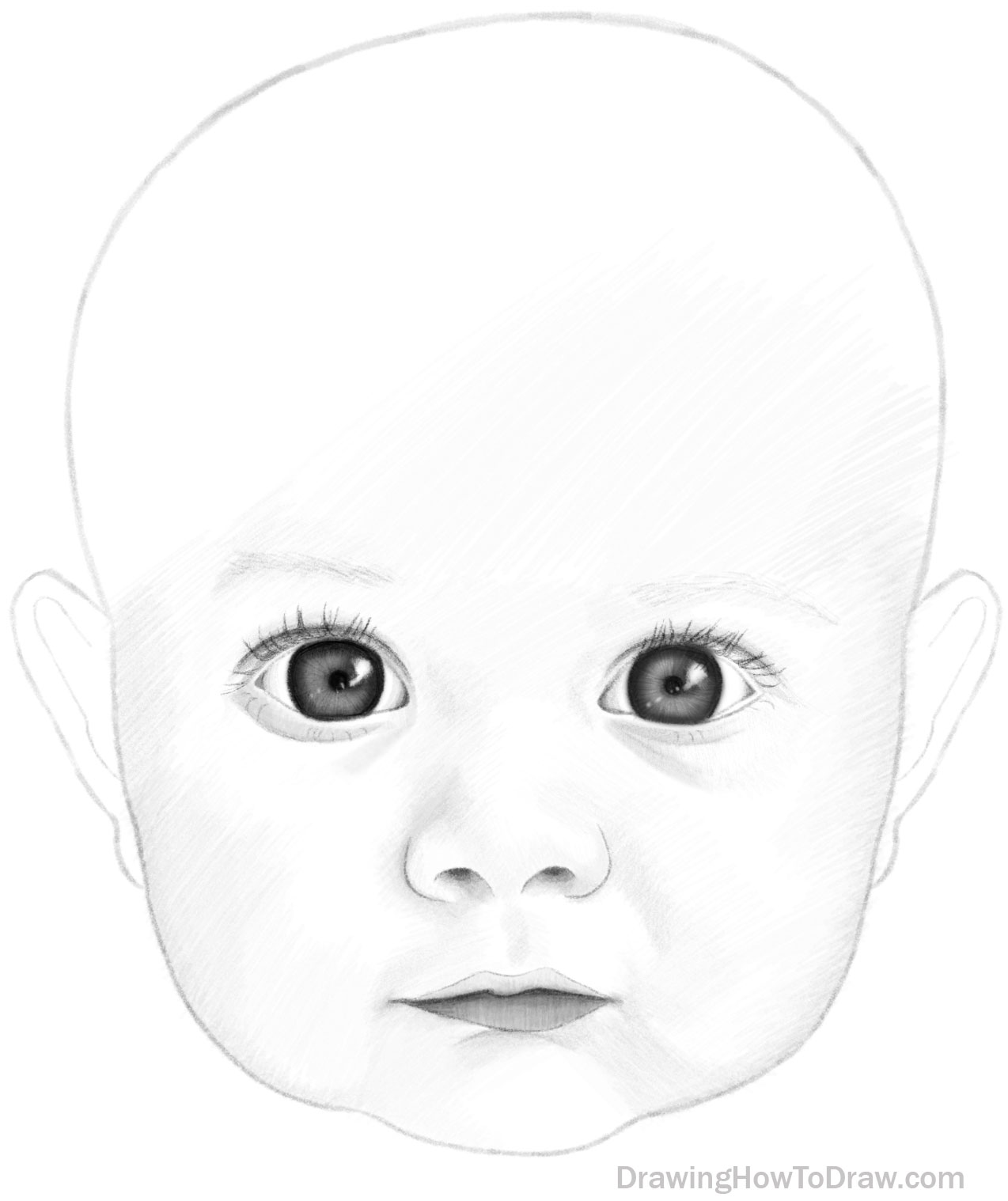 Baby Portrait Drawing from Photo - Graphite pencil, in Recent Artwork