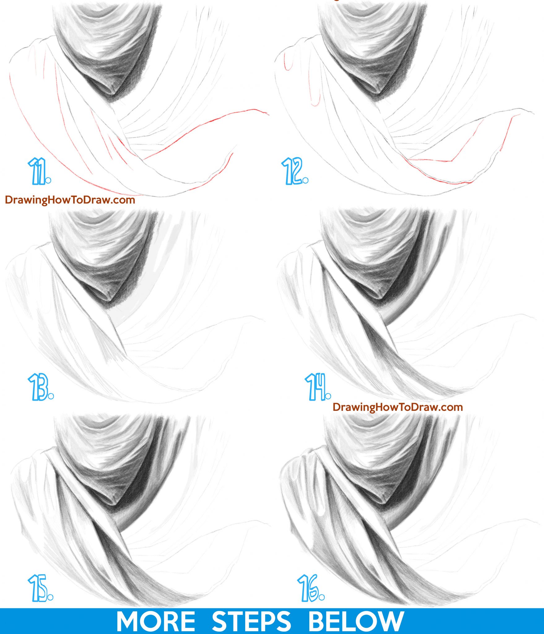 How to Draw Draped Fabric with Creased Folds, Wrinkles on Clothing